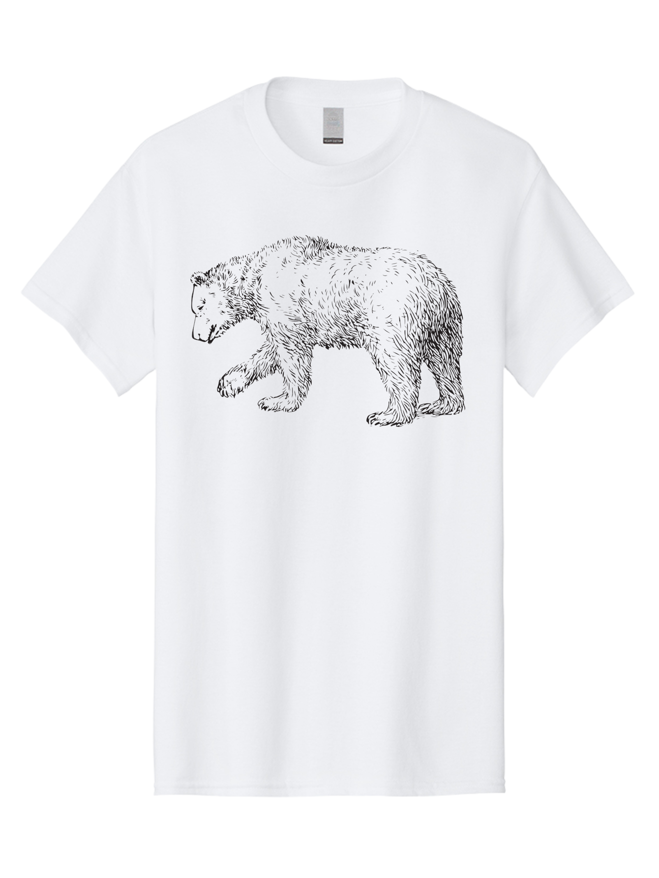 Bear-Sketch Men'S Graphic Tee, 100% Cotton, Comfortable Casual Summer Wear, Machine Washable, Black Bear Illustration, Wild Animal, Mammal, Forestry, Wildlife Conservation, Line Art, Modern Art, Abstract Bear Aad849