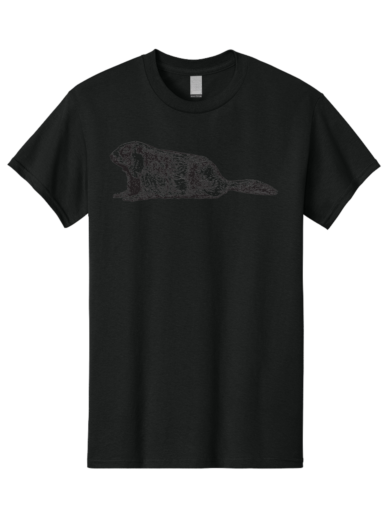 Beaver Men'S Graphic Tee, 100% Cotton, Comfortable Casual Summer Wear, Machine Washable, Beaver Illustration, Rodent Artwork, Wildlife Drawing, Black And White Animal, Sketchy Texture, Furry Creature, Aquatic Mammal, Engraving Style, Aad850