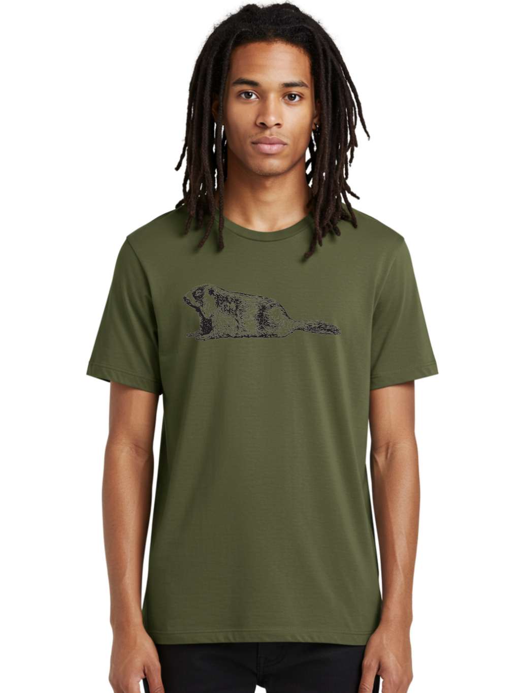 Beaver Men'S Graphic Tee, 100% Cotton, Comfortable Casual Summer Wear, Machine Washable, Beaver Illustration, Rodent Artwork, Wildlife Drawing, Black And White Animal, Sketchy Texture, Furry Creature, Aquatic Mammal, Engraving Style, Aad850