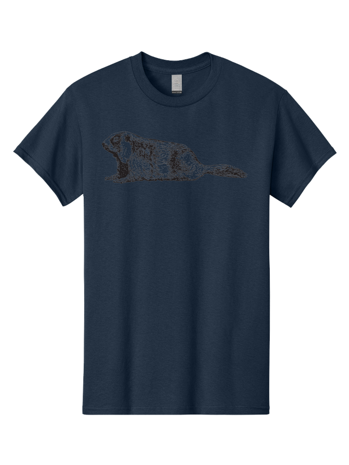 Beaver Men'S Graphic Tee, 100% Cotton, Comfortable Casual Summer Wear, Machine Washable, Beaver Illustration, Rodent Artwork, Wildlife Drawing, Black And White Animal, Sketchy Texture, Furry Creature, Aquatic Mammal, Engraving Style, Aad850