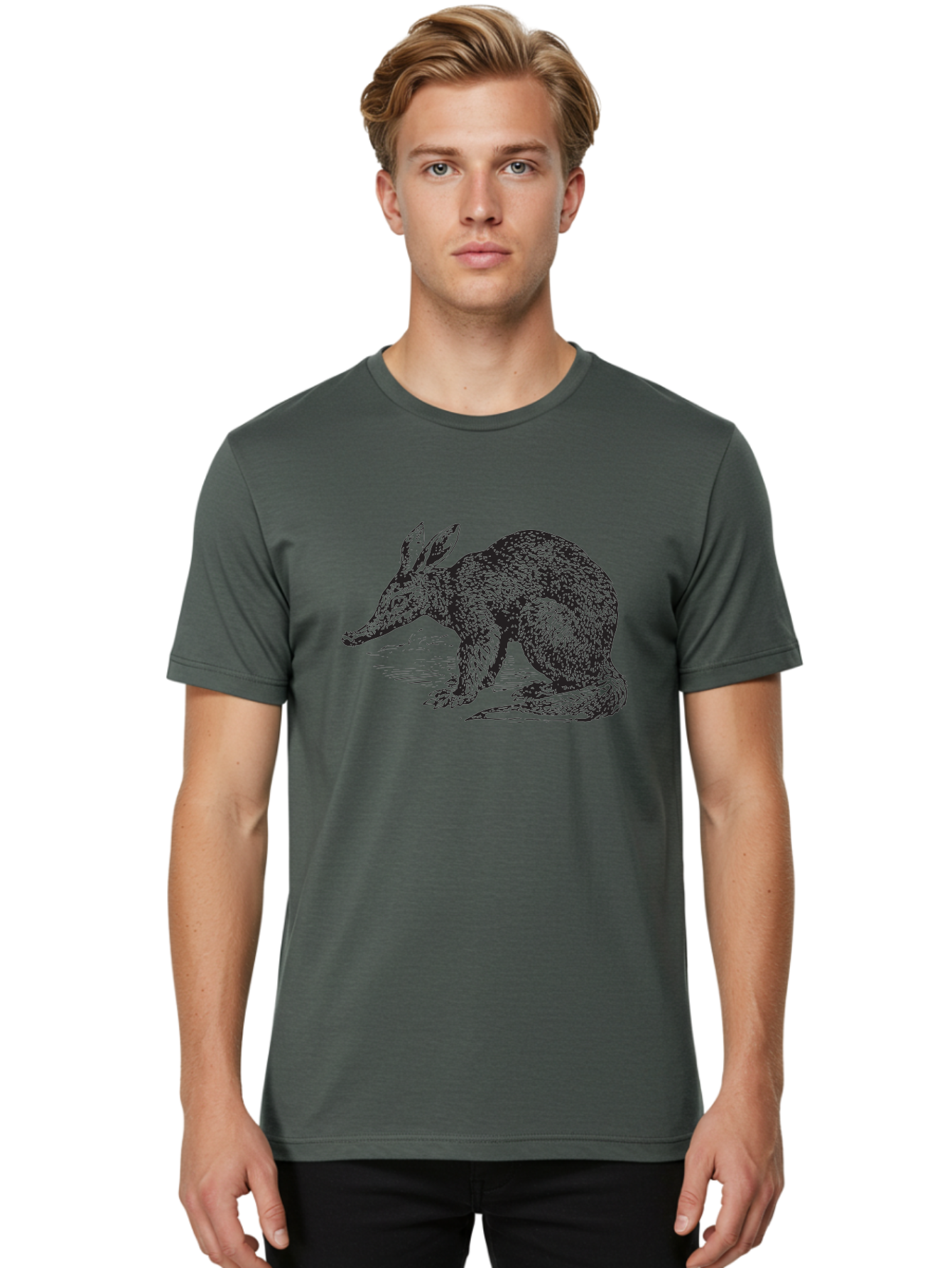 Billie-The-Bilby Men'S Graphic Tee, 100% Cotton, Comfortable Casual Summer Wear, Machine Washable, Bilby Animal Illustration, Marsupial Wildlife, Long Snout, Rabbit-Like Ears, Textured Fur, Detailed Artwork, Wildlife Art Aad851