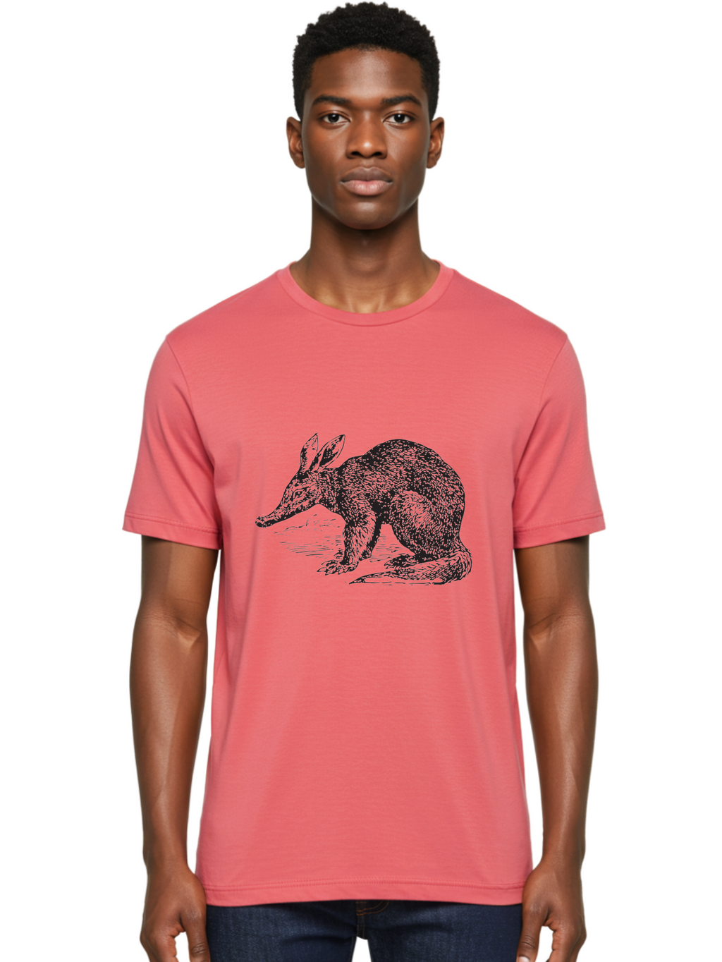 Billie-The-Bilby Men'S Graphic Tee, 100% Cotton, Comfortable Casual Summer Wear, Machine Washable, Bilby Animal Illustration, Marsupial Wildlife, Long Snout, Rabbit-Like Ears, Textured Fur, Detailed Artwork, Wildlife Art Aad851