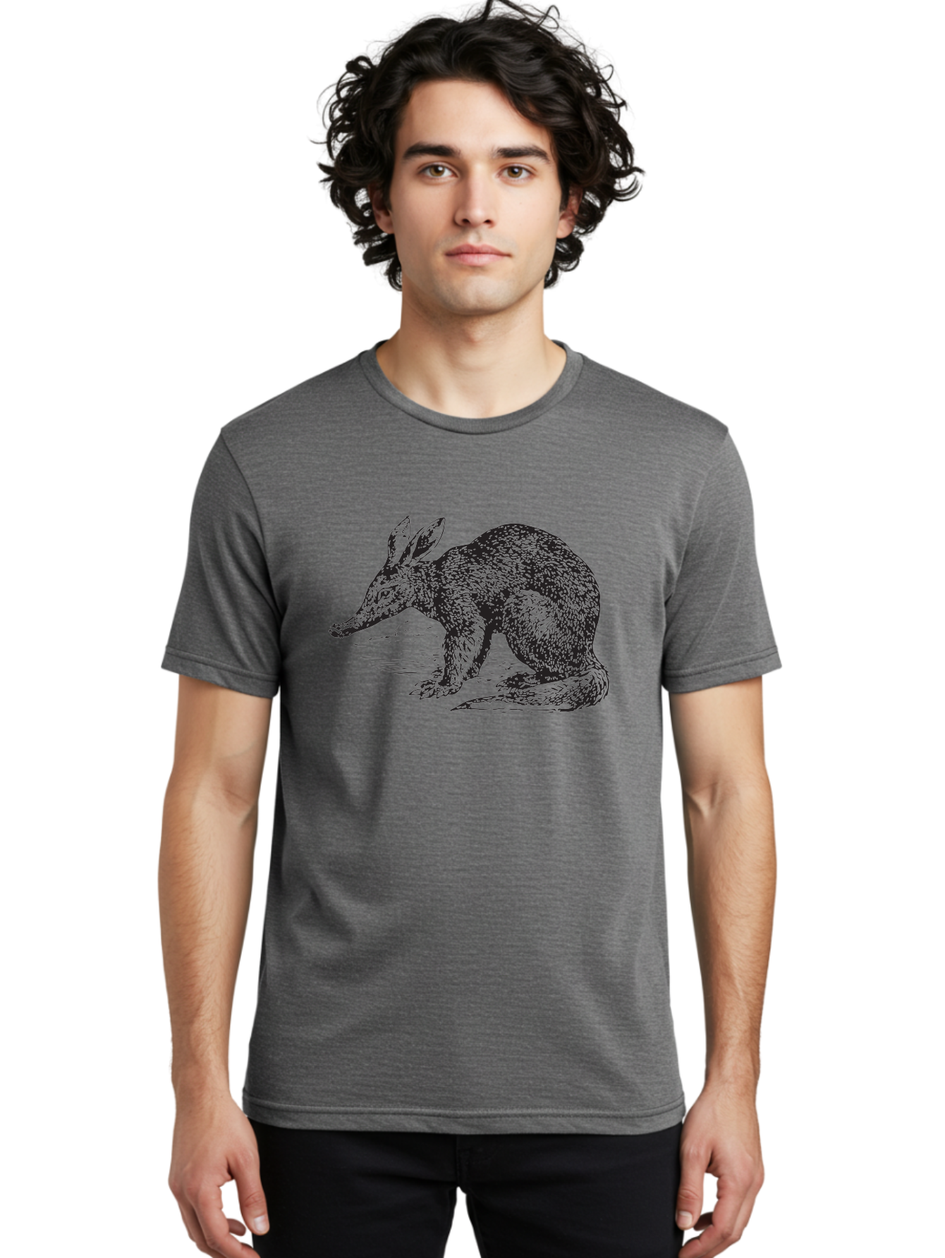 Billie-The-Bilby Men'S Graphic Tee, 100% Cotton, Comfortable Casual Summer Wear, Machine Washable, Bilby Animal Illustration, Marsupial Wildlife, Long Snout, Rabbit-Like Ears, Textured Fur, Detailed Artwork, Wildlife Art Aad851