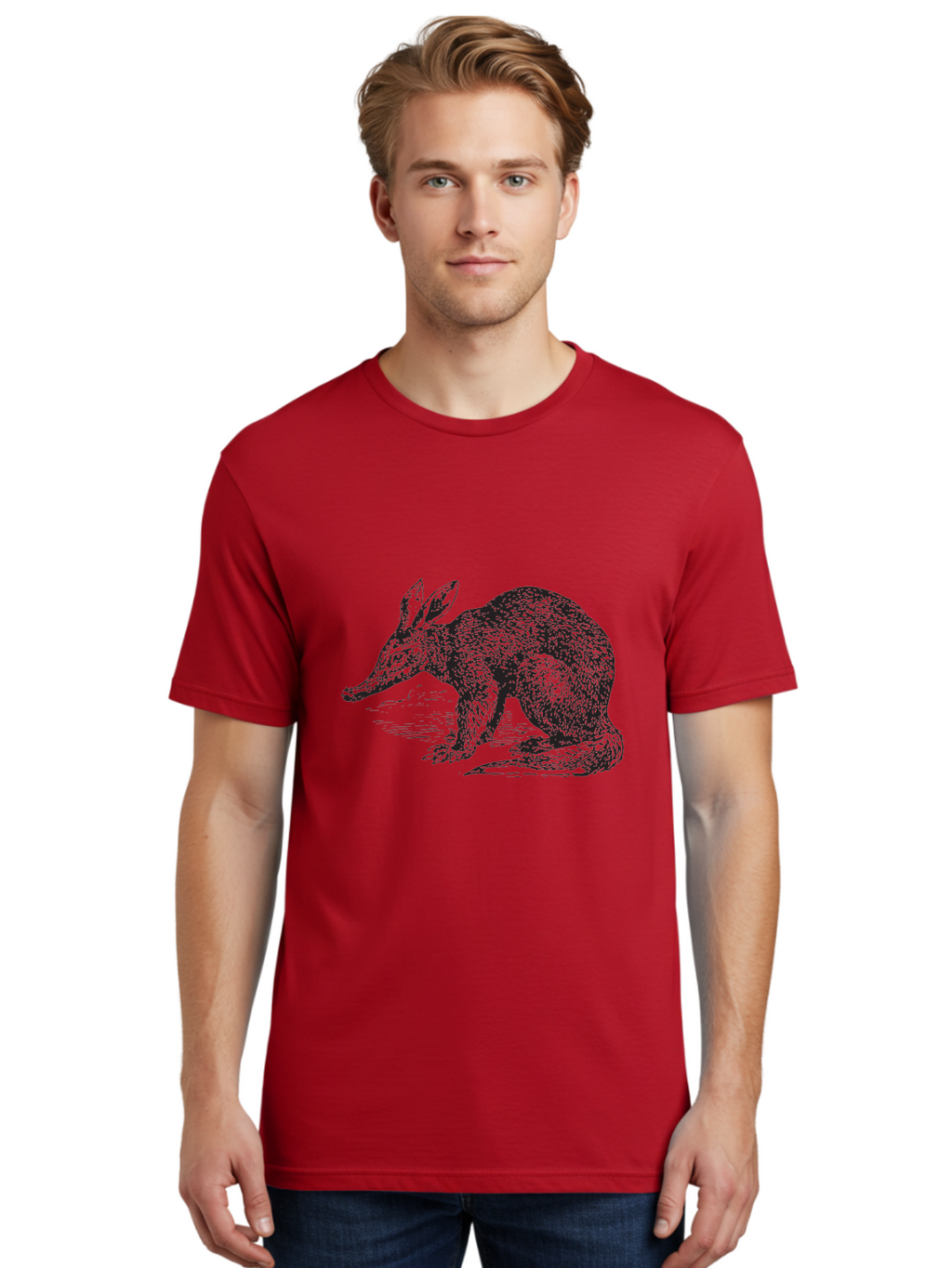 Billie-The-Bilby Men'S Graphic Tee, 100% Cotton, Comfortable Casual Summer Wear, Machine Washable, Bilby Animal Illustration, Marsupial Wildlife, Long Snout, Rabbit-Like Ears, Textured Fur, Detailed Artwork, Wildlife Art Aad851