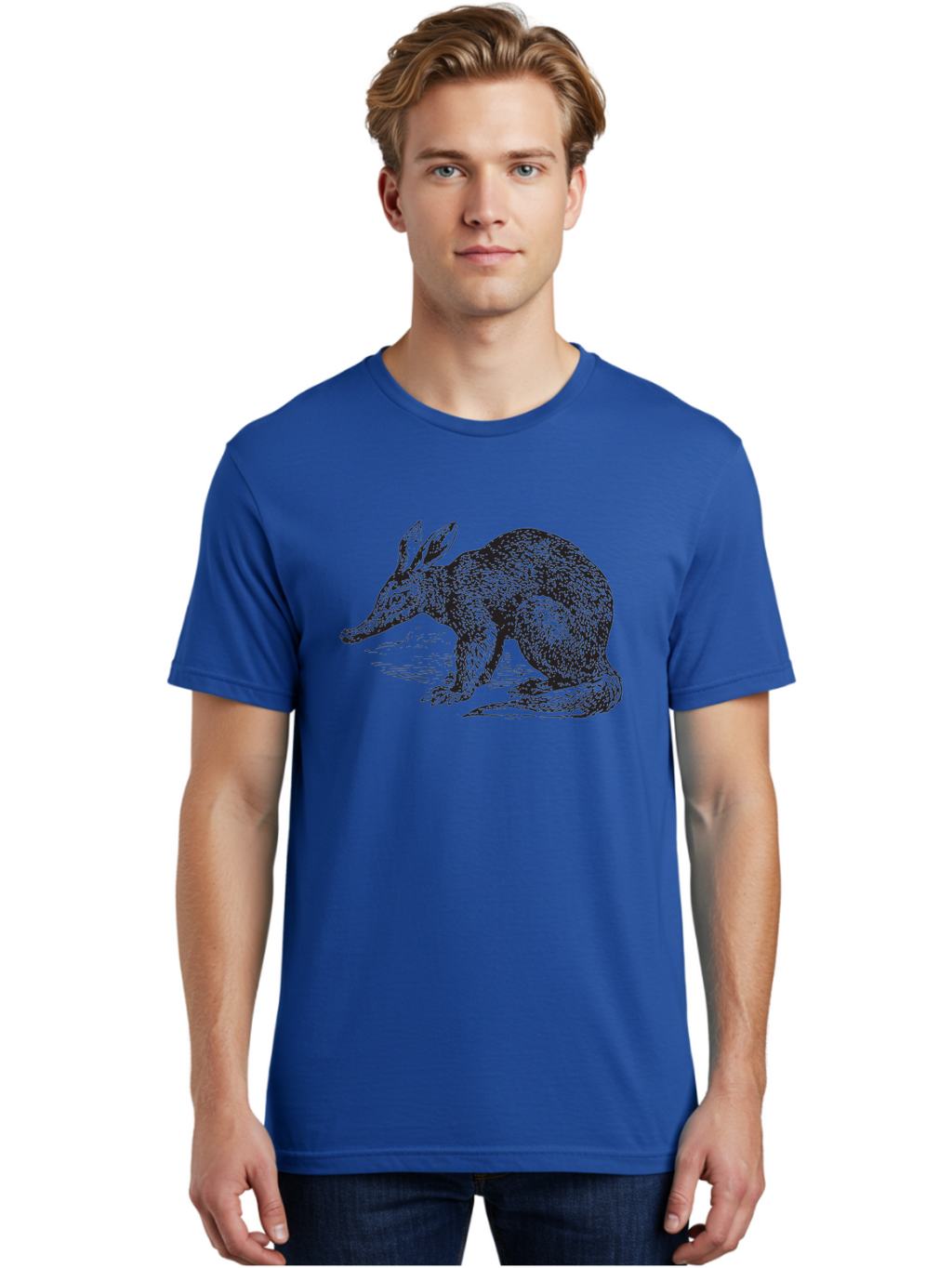 Billie-The-Bilby Men'S Graphic Tee, 100% Cotton, Comfortable Casual Summer Wear, Machine Washable, Bilby Animal Illustration, Marsupial Wildlife, Long Snout, Rabbit-Like Ears, Textured Fur, Detailed Artwork, Wildlife Art Aad851