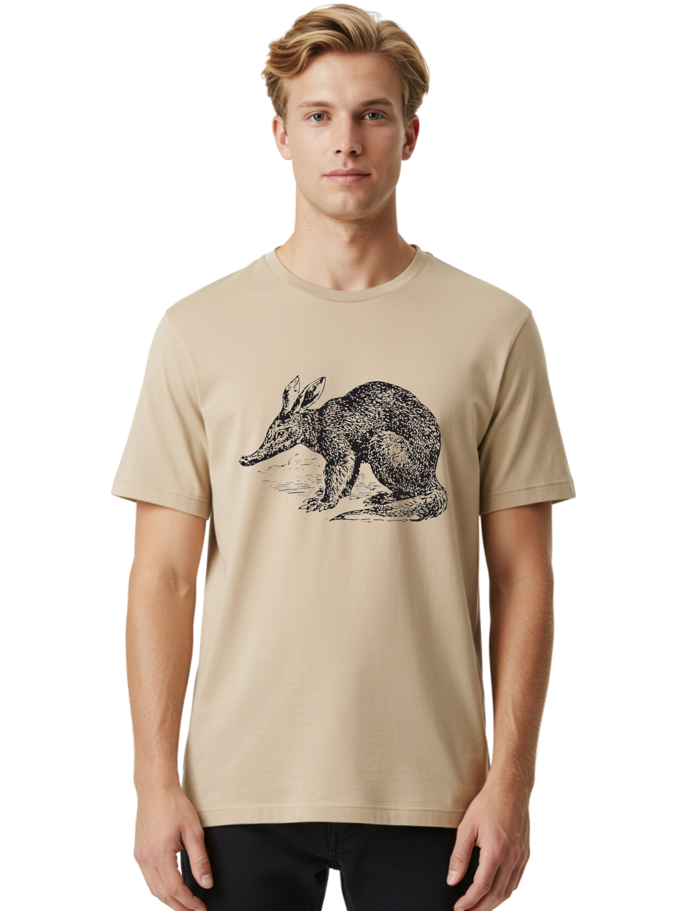 Billie-The-Bilby Men'S Graphic Tee, 100% Cotton, Comfortable Casual Summer Wear, Machine Washable, Bilby Animal Illustration, Marsupial Wildlife, Long Snout, Rabbit-Like Ears, Textured Fur, Detailed Artwork, Wildlife Art Aad851