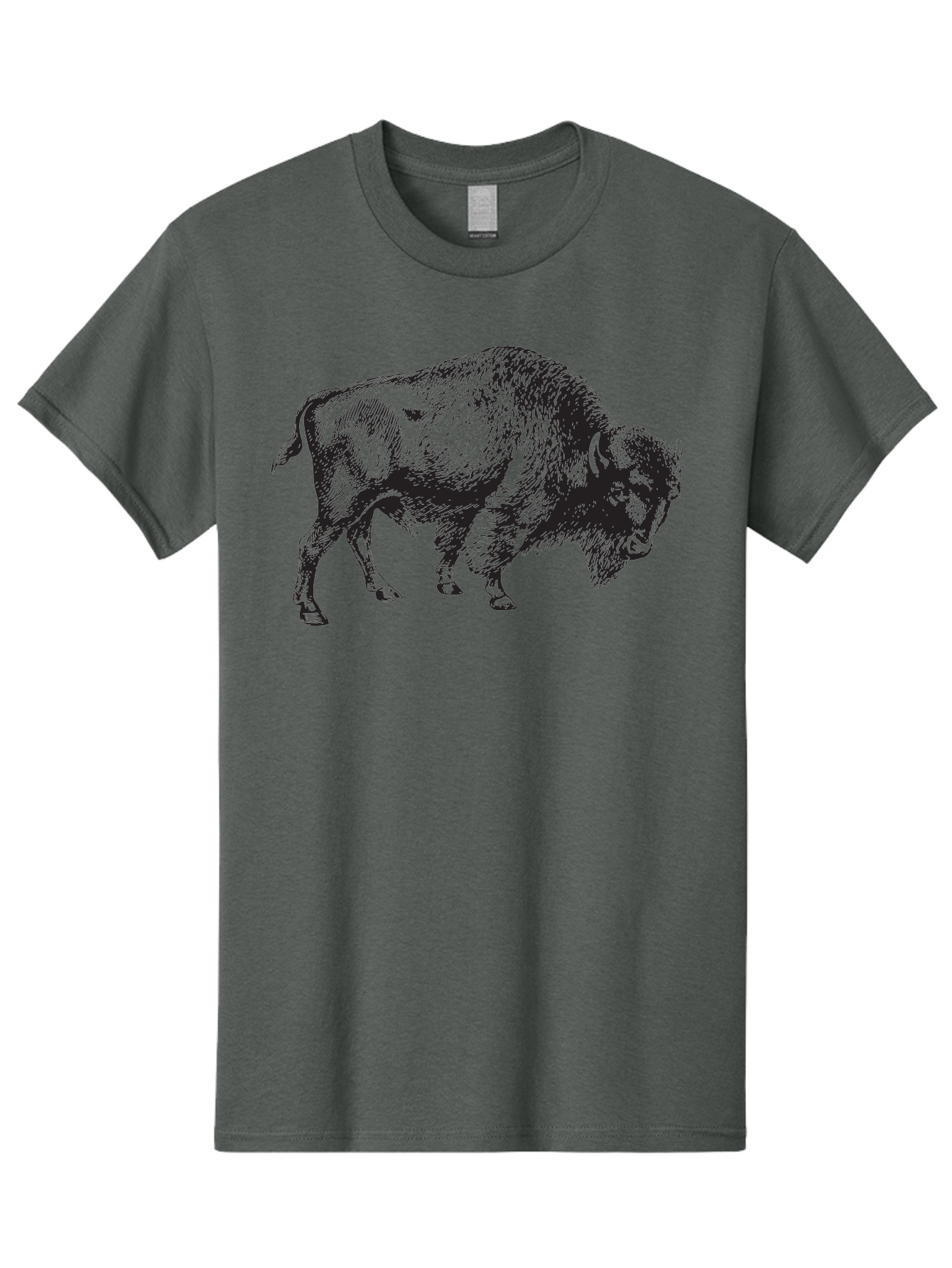 Bison Men'S Graphic Tee, 100% Cotton, Comfortable Casual Summer Wear, Machine Washable, Bison, Wildlife Illustration, American Bison, Wild Animal Art, Majestic Creature, Nature Graphic, Furry Mammal, Bovid Species Aad852