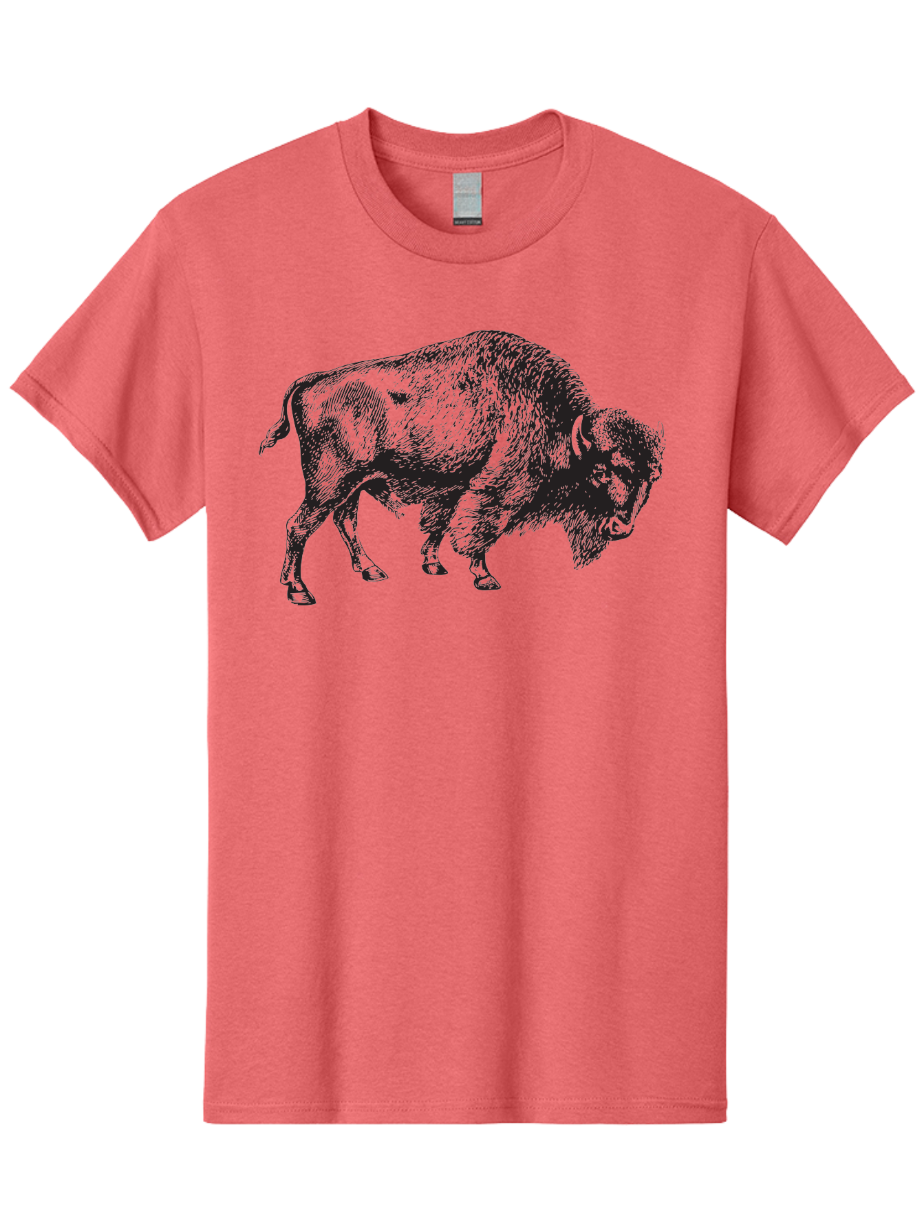 Bison Men'S Graphic Tee, 100% Cotton, Comfortable Casual Summer Wear, Machine Washable, Bison, Wildlife Illustration, American Bison, Wild Animal Art, Majestic Creature, Nature Graphic, Furry Mammal, Bovid Species Aad852
