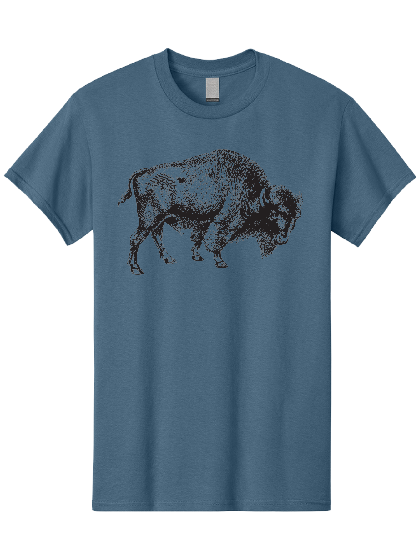 Bison Men'S Graphic Tee, 100% Cotton, Comfortable Casual Summer Wear, Machine Washable, Bison, Wildlife Illustration, American Bison, Wild Animal Art, Majestic Creature, Nature Graphic, Furry Mammal, Bovid Species Aad852