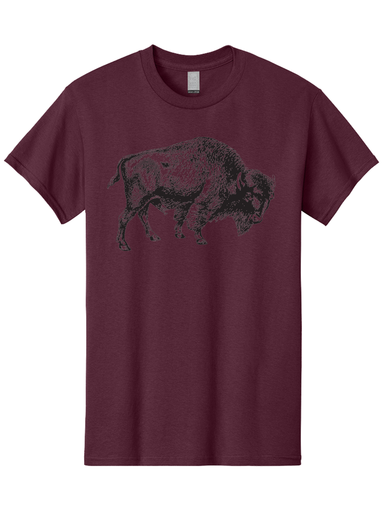 Bison Men'S Graphic Tee, 100% Cotton, Comfortable Casual Summer Wear, Machine Washable, Bison, Wildlife Illustration, American Bison, Wild Animal Art, Majestic Creature, Nature Graphic, Furry Mammal, Bovid Species Aad852