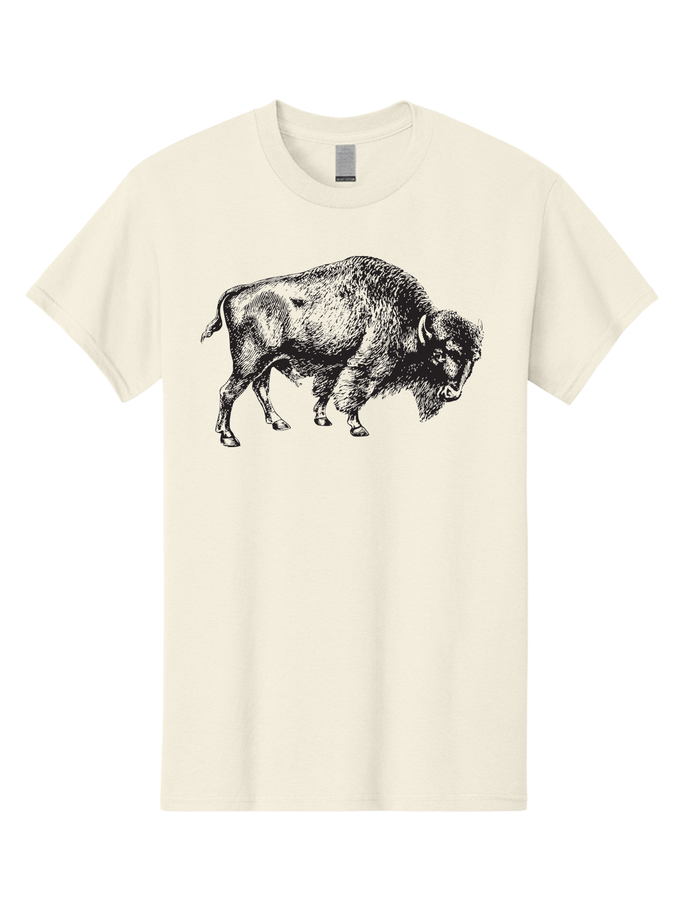 Bison Men'S Graphic Tee, 100% Cotton, Comfortable Casual Summer Wear, Machine Washable, Bison, Wildlife Illustration, American Bison, Wild Animal Art, Majestic Creature, Nature Graphic, Furry Mammal, Bovid Species Aad852