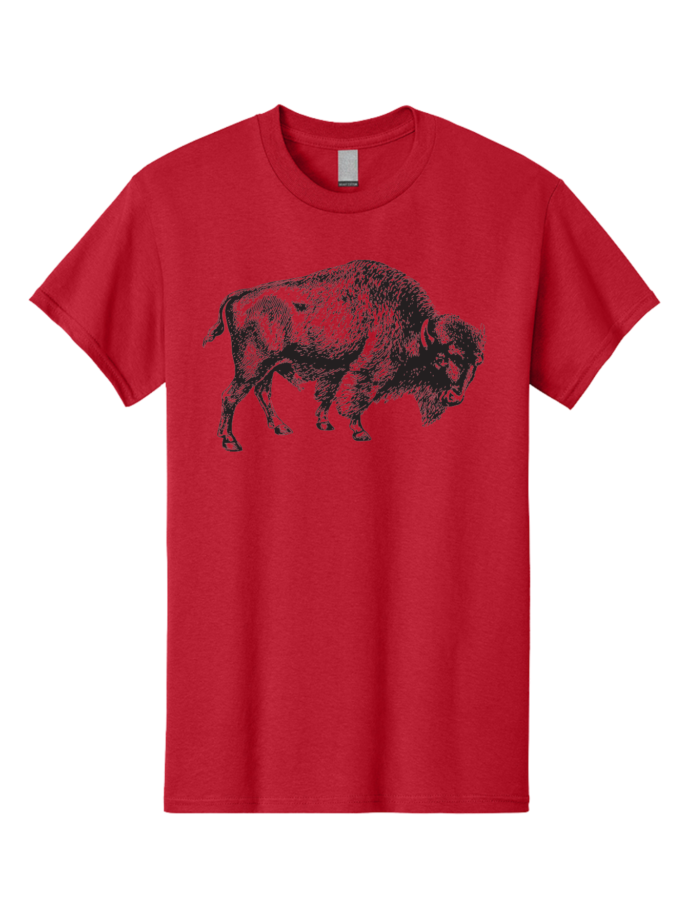 Bison Men'S Graphic Tee, 100% Cotton, Comfortable Casual Summer Wear, Machine Washable, Bison, Wildlife Illustration, American Bison, Wild Animal Art, Majestic Creature, Nature Graphic, Furry Mammal, Bovid Species Aad852