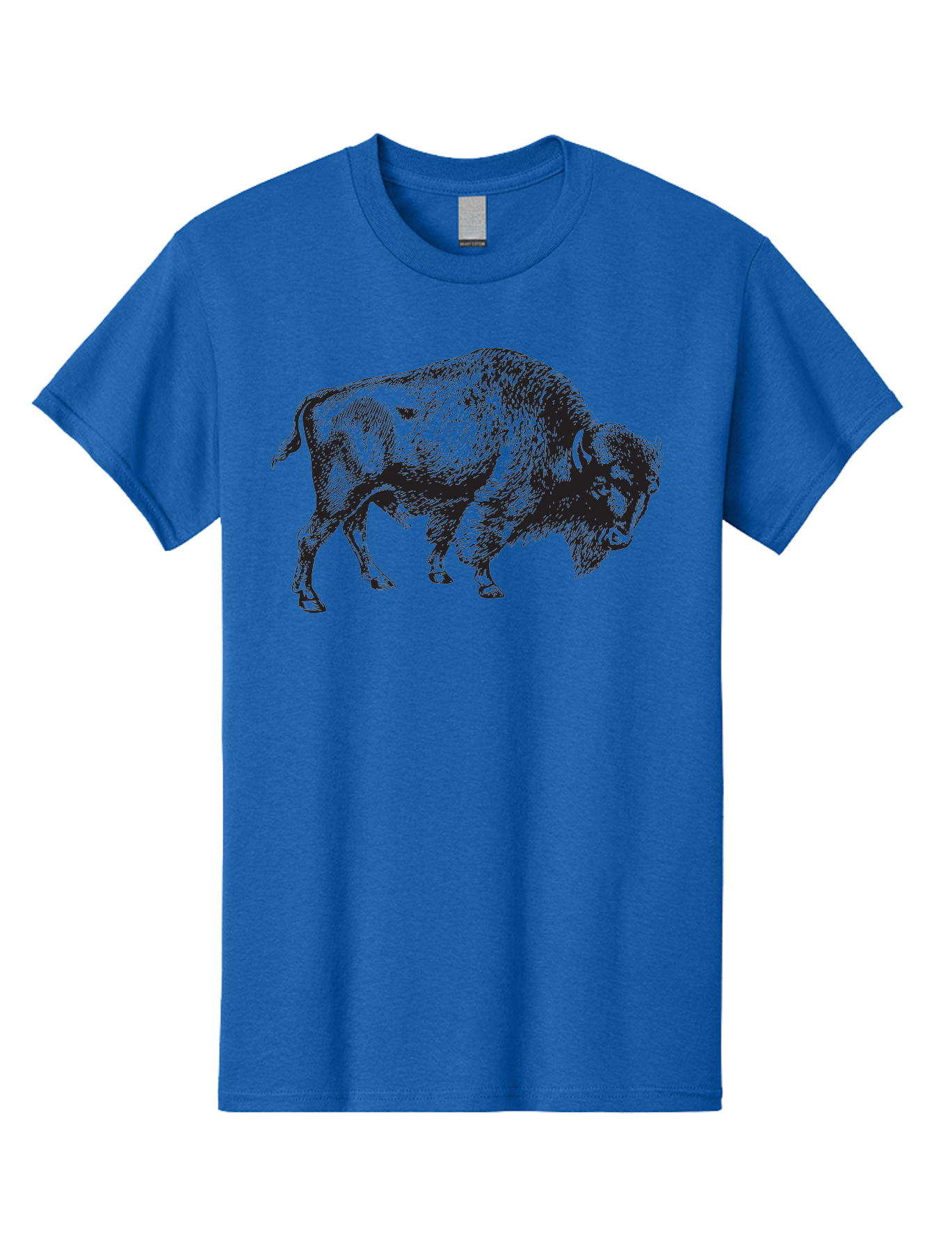 Bison Men'S Graphic Tee, 100% Cotton, Comfortable Casual Summer Wear, Machine Washable, Bison, Wildlife Illustration, American Bison, Wild Animal Art, Majestic Creature, Nature Graphic, Furry Mammal, Bovid Species Aad852