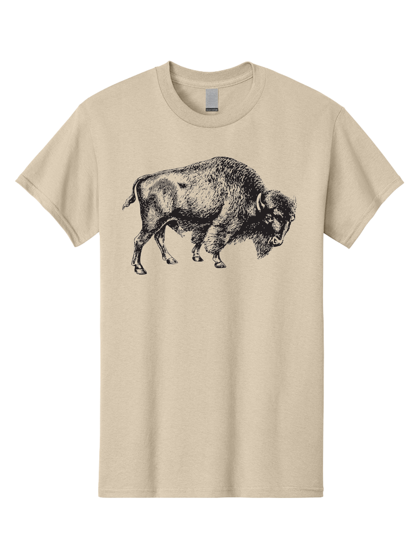 Bison Men'S Graphic Tee, 100% Cotton, Comfortable Casual Summer Wear, Machine Washable, Bison, Wildlife Illustration, American Bison, Wild Animal Art, Majestic Creature, Nature Graphic, Furry Mammal, Bovid Species Aad852