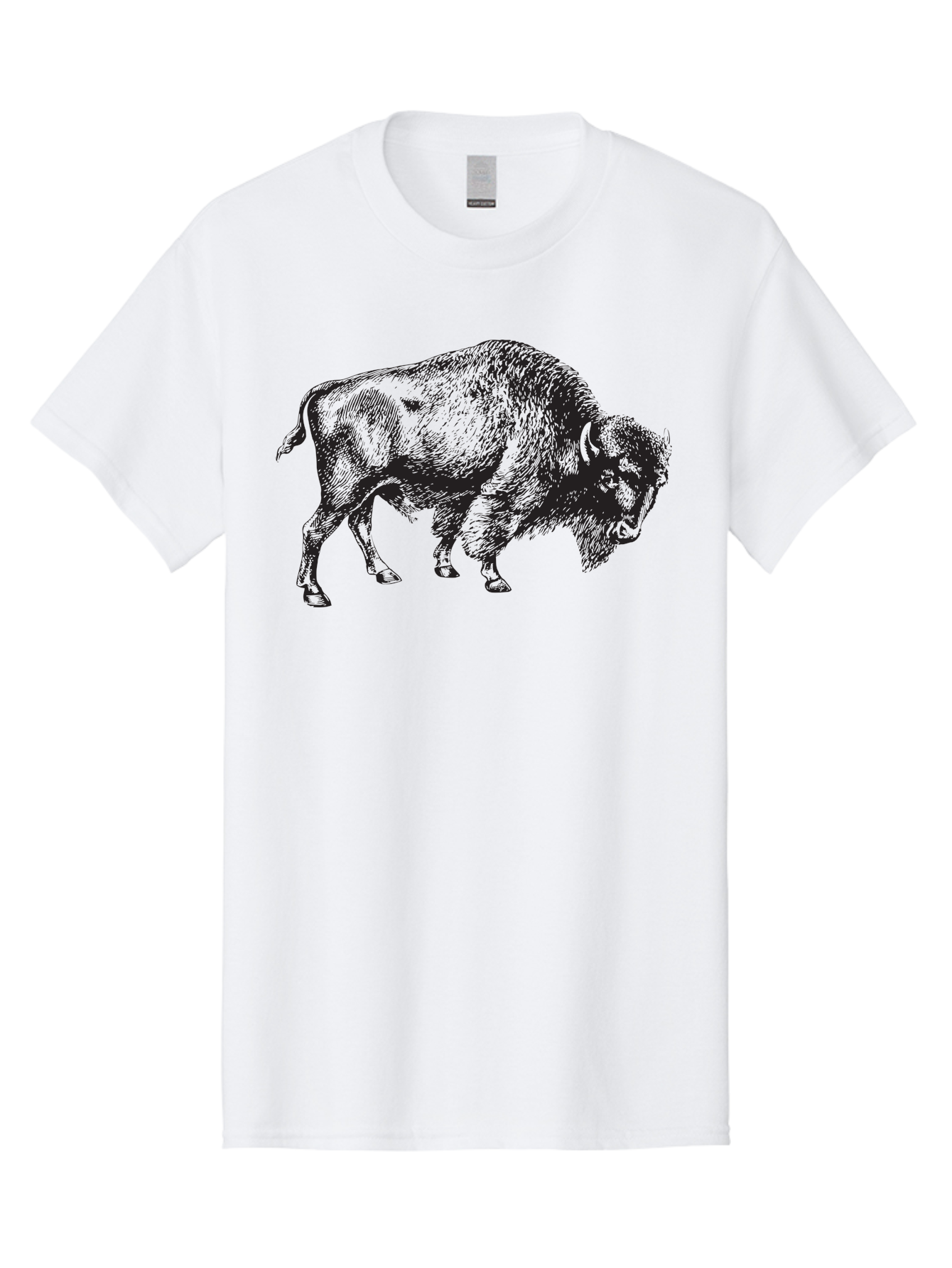 Bison Men'S Graphic Tee, 100% Cotton, Comfortable Casual Summer Wear, Machine Washable, Bison, Wildlife Illustration, American Bison, Wild Animal Art, Majestic Creature, Nature Graphic, Furry Mammal, Bovid Species Aad852