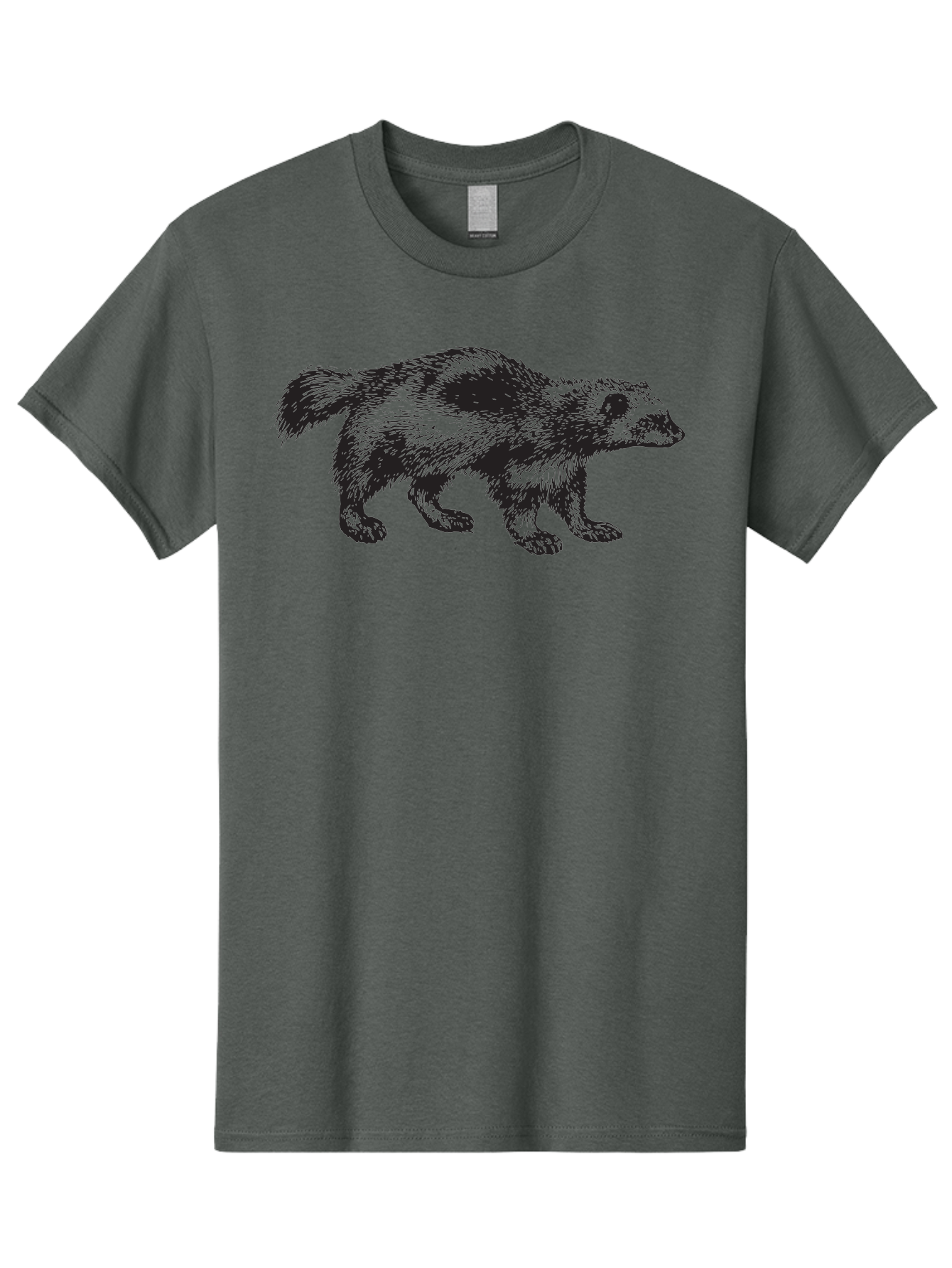 Black-Badger Men'S Graphic Tee, 100% Cotton, Comfortable Casual Summer Wear, Machine Washable, Badger Illustration, Animal Art, Wildlife Graphic, Stylized Mammal, Furry Creature, Monochrome Design, Bold Lines, Rugged Texture, Wildlife Symbol Aad853