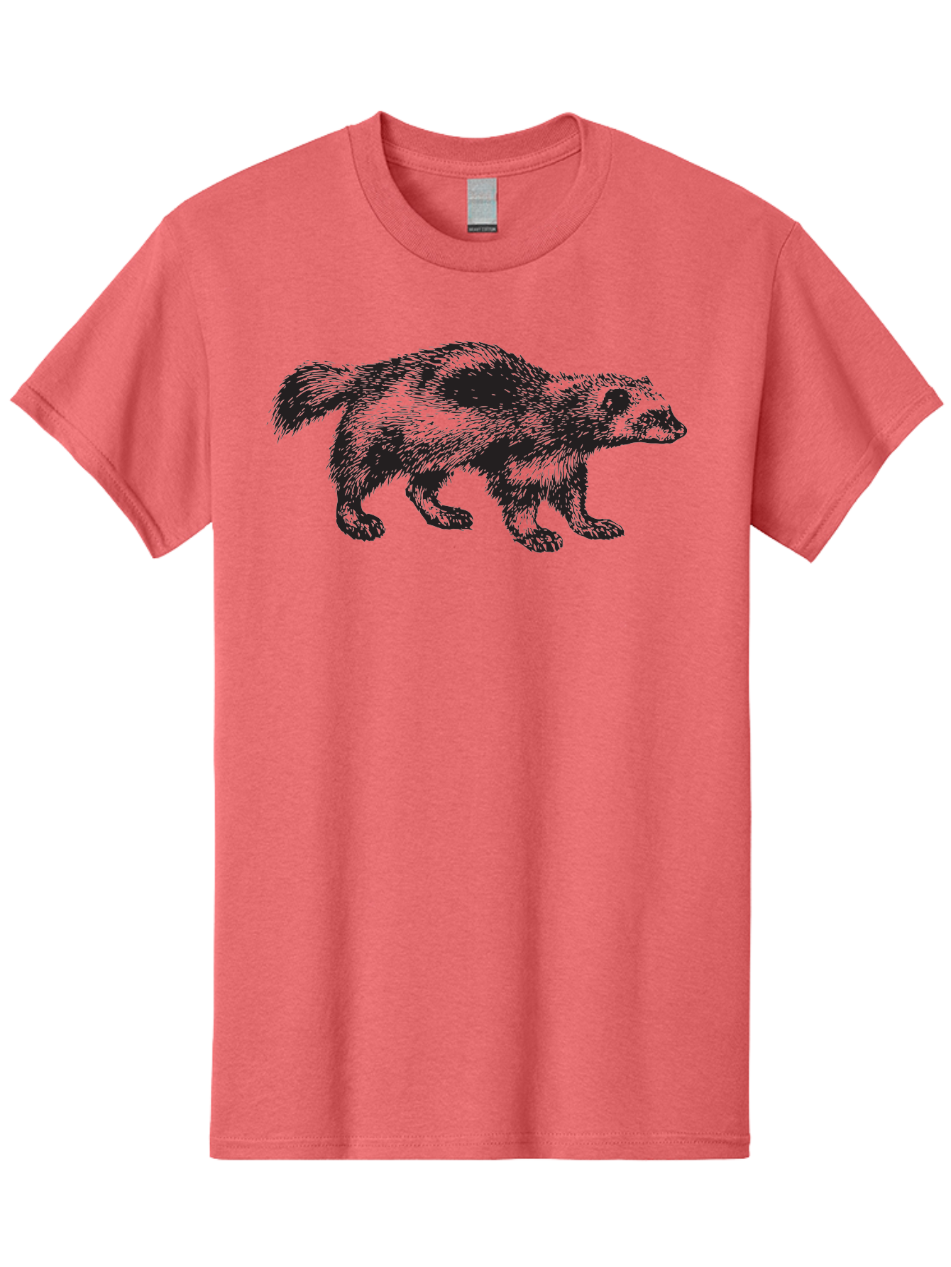 Black-Badger Men'S Graphic Tee, 100% Cotton, Comfortable Casual Summer Wear, Machine Washable, Badger Illustration, Animal Art, Wildlife Graphic, Stylized Mammal, Furry Creature, Monochrome Design, Bold Lines, Rugged Texture, Wildlife Symbol Aad853