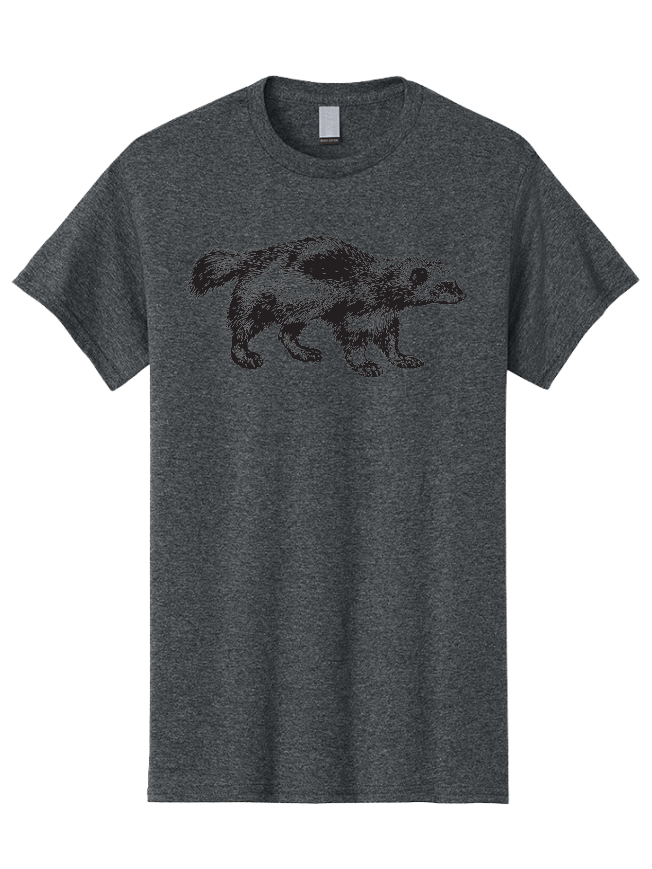 Black-Badger Men'S Graphic Tee, 100% Cotton, Comfortable Casual Summer Wear, Machine Washable, Badger Illustration, Animal Art, Wildlife Graphic, Stylized Mammal, Furry Creature, Monochrome Design, Bold Lines, Rugged Texture, Wildlife Symbol Aad853
