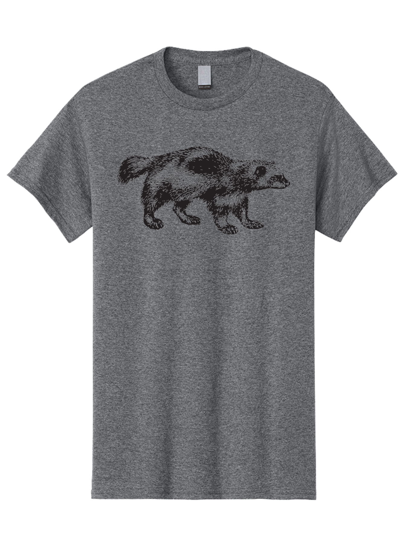 Black-Badger Men'S Graphic Tee, 100% Cotton, Comfortable Casual Summer Wear, Machine Washable, Badger Illustration, Animal Art, Wildlife Graphic, Stylized Mammal, Furry Creature, Monochrome Design, Bold Lines, Rugged Texture, Wildlife Symbol Aad853