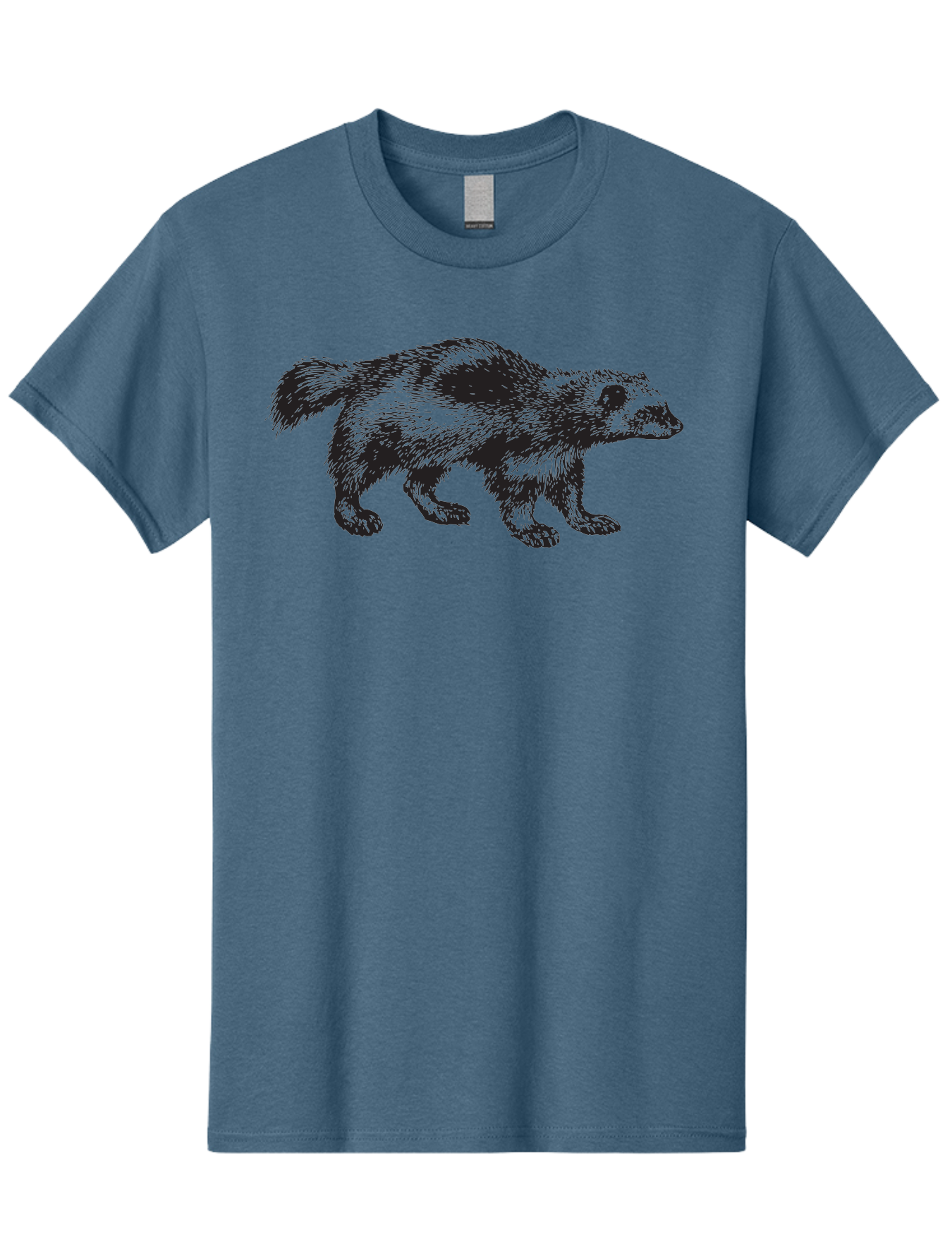 Black-Badger Men'S Graphic Tee, 100% Cotton, Comfortable Casual Summer Wear, Machine Washable, Badger Illustration, Animal Art, Wildlife Graphic, Stylized Mammal, Furry Creature, Monochrome Design, Bold Lines, Rugged Texture, Wildlife Symbol Aad853