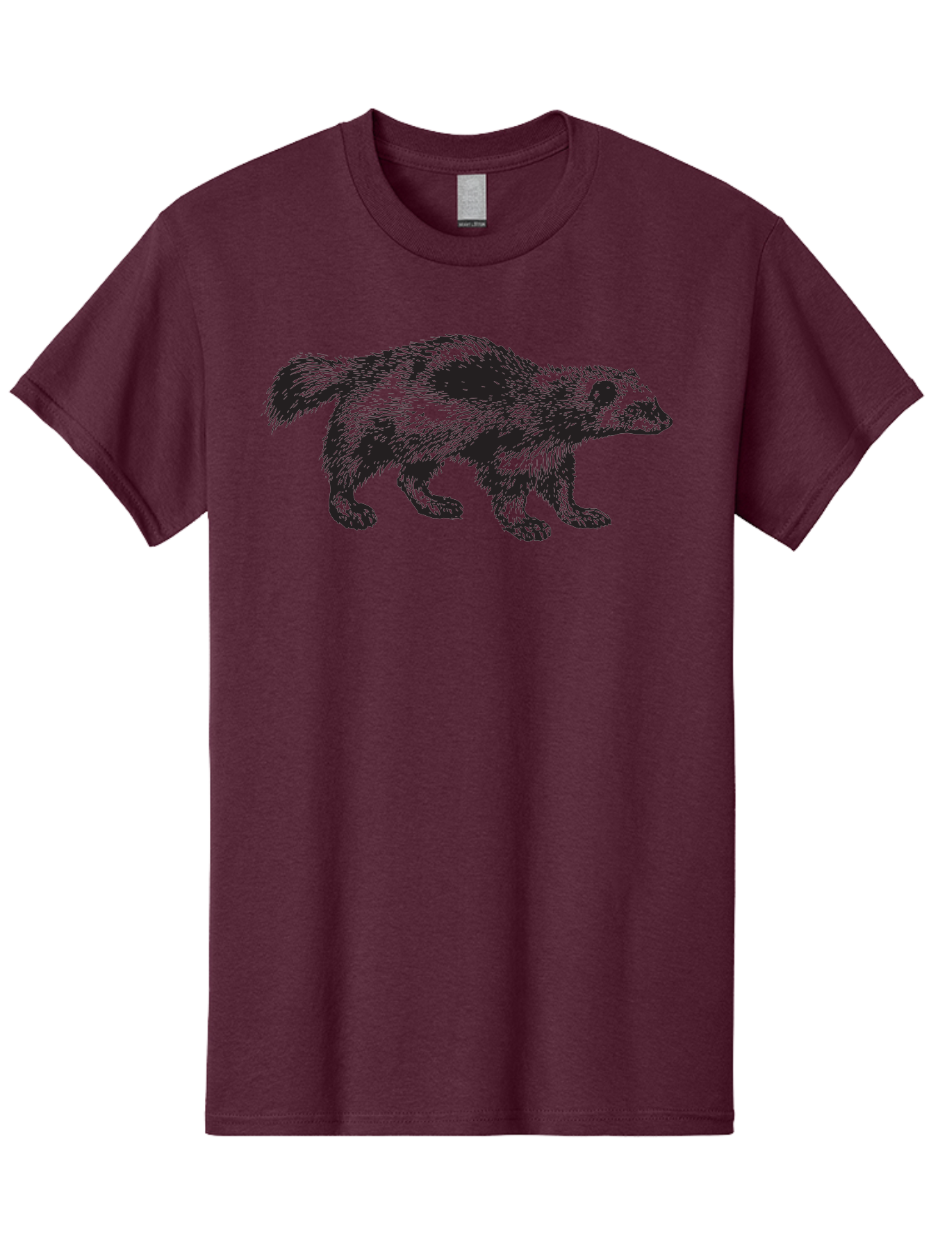 Black-Badger Men'S Graphic Tee, 100% Cotton, Comfortable Casual Summer Wear, Machine Washable, Badger Illustration, Animal Art, Wildlife Graphic, Stylized Mammal, Furry Creature, Monochrome Design, Bold Lines, Rugged Texture, Wildlife Symbol Aad853