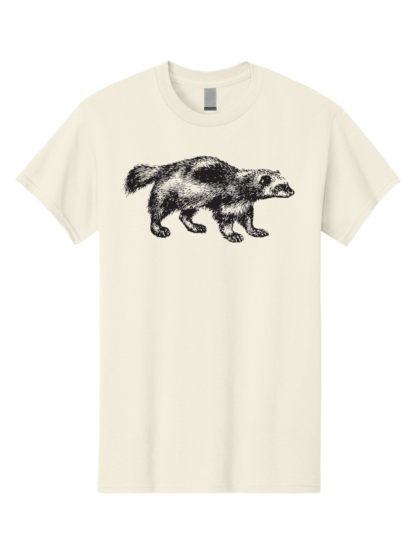 Black-Badger Men'S Graphic Tee, 100% Cotton, Comfortable Casual Summer Wear, Machine Washable, Badger Illustration, Animal Art, Wildlife Graphic, Stylized Mammal, Furry Creature, Monochrome Design, Bold Lines, Rugged Texture, Wildlife Symbol Aad853