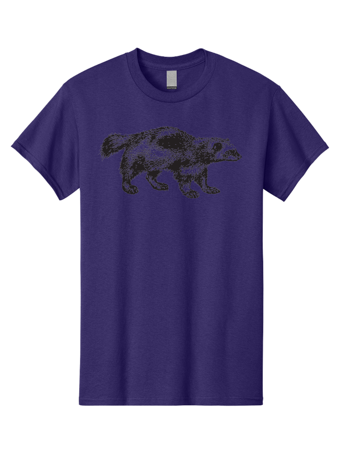 Black-Badger Men'S Graphic Tee, 100% Cotton, Comfortable Casual Summer Wear, Machine Washable, Badger Illustration, Animal Art, Wildlife Graphic, Stylized Mammal, Furry Creature, Monochrome Design, Bold Lines, Rugged Texture, Wildlife Symbol Aad853