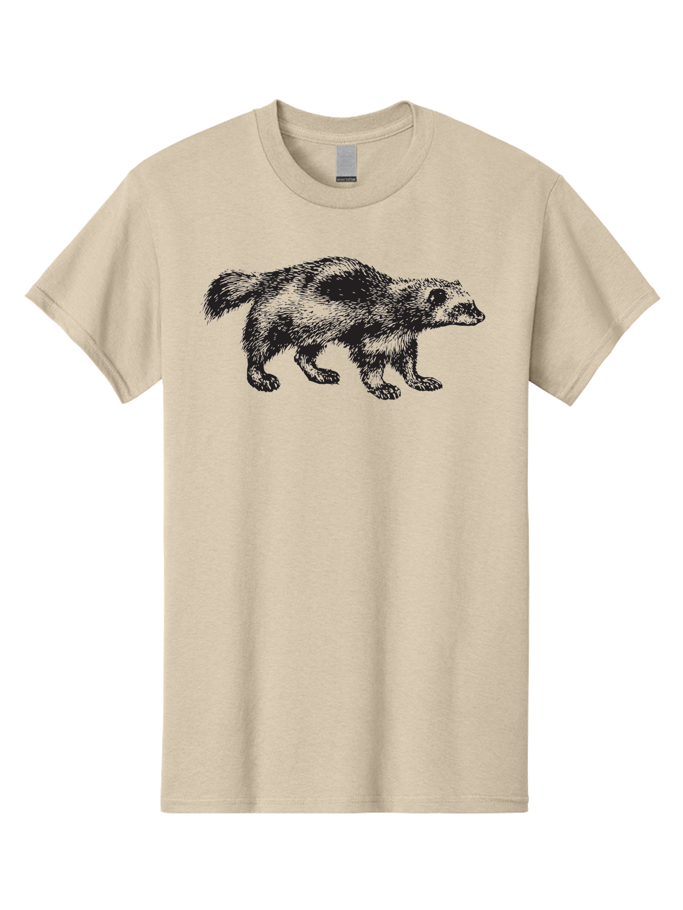 Black-Badger Men'S Graphic Tee, 100% Cotton, Comfortable Casual Summer Wear, Machine Washable, Badger Illustration, Animal Art, Wildlife Graphic, Stylized Mammal, Furry Creature, Monochrome Design, Bold Lines, Rugged Texture, Wildlife Symbol Aad853
