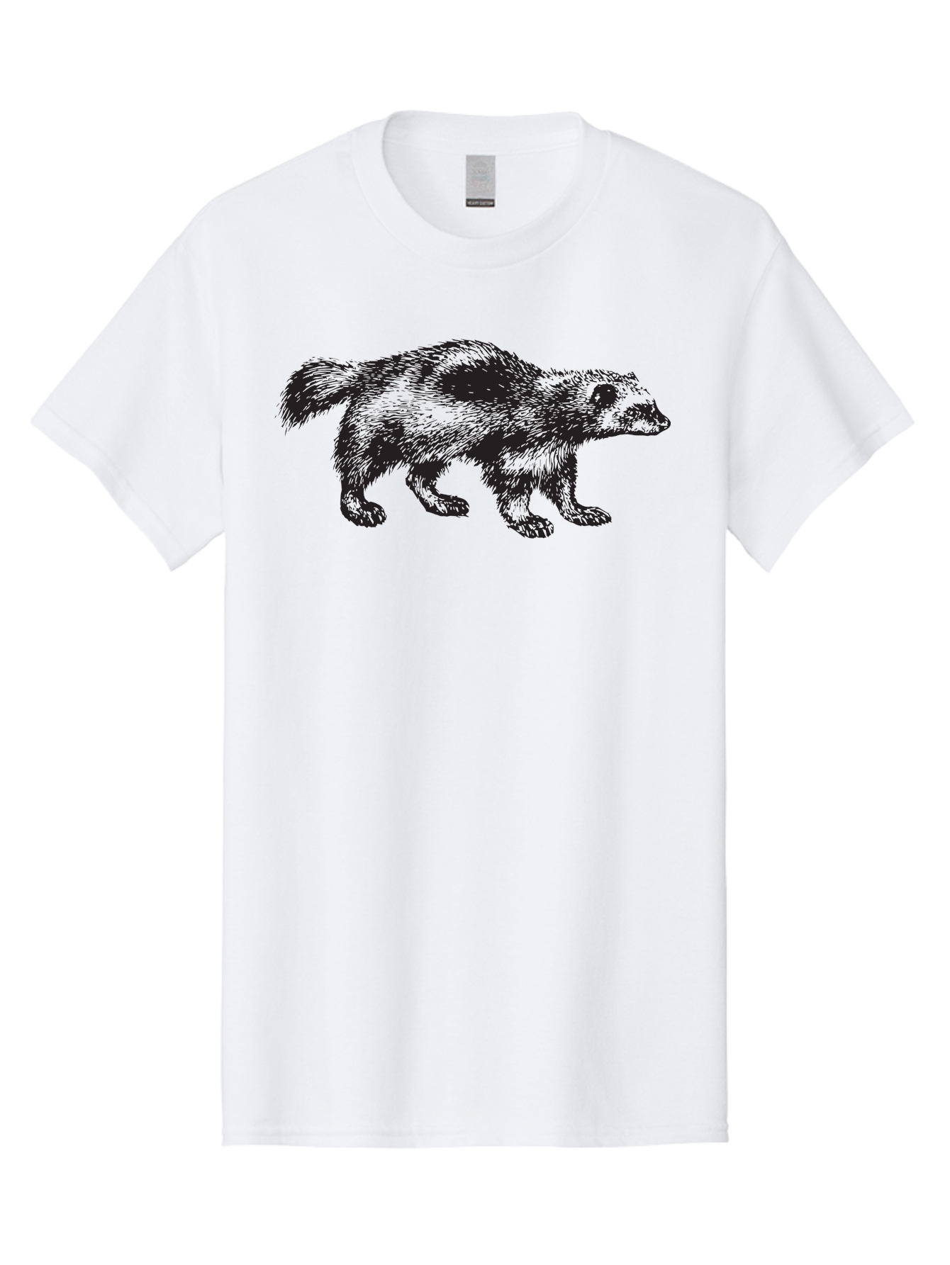 Black-Badger Men'S Graphic Tee, 100% Cotton, Comfortable Casual Summer Wear, Machine Washable, Badger Illustration, Animal Art, Wildlife Graphic, Stylized Mammal, Furry Creature, Monochrome Design, Bold Lines, Rugged Texture, Wildlife Symbol Aad853