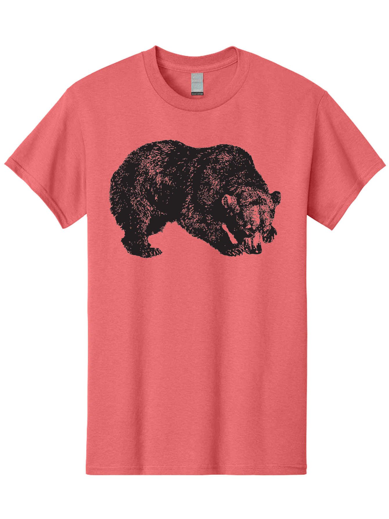 Black-Bear Men'S Graphic Tee, 100% Cotton, Comfortable Casual Summer Wear, Machine Washable, Bear Silhouette, Wildlife Illustration, Animal Artwork, Forest Creature, Majestic Animal, Wild Bear Aad854
