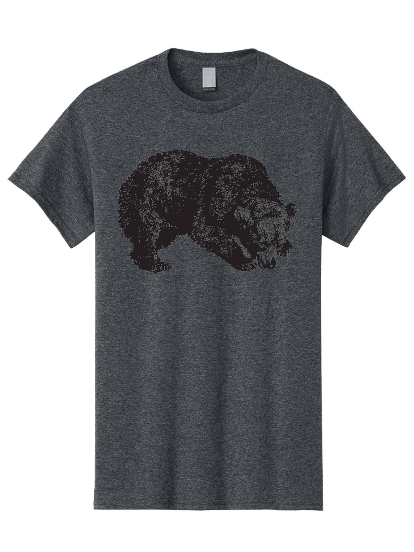 Black-Bear Men'S Graphic Tee, 100% Cotton, Comfortable Casual Summer Wear, Machine Washable, Bear Silhouette, Wildlife Illustration, Animal Artwork, Forest Creature, Majestic Animal, Wild Bear Aad854