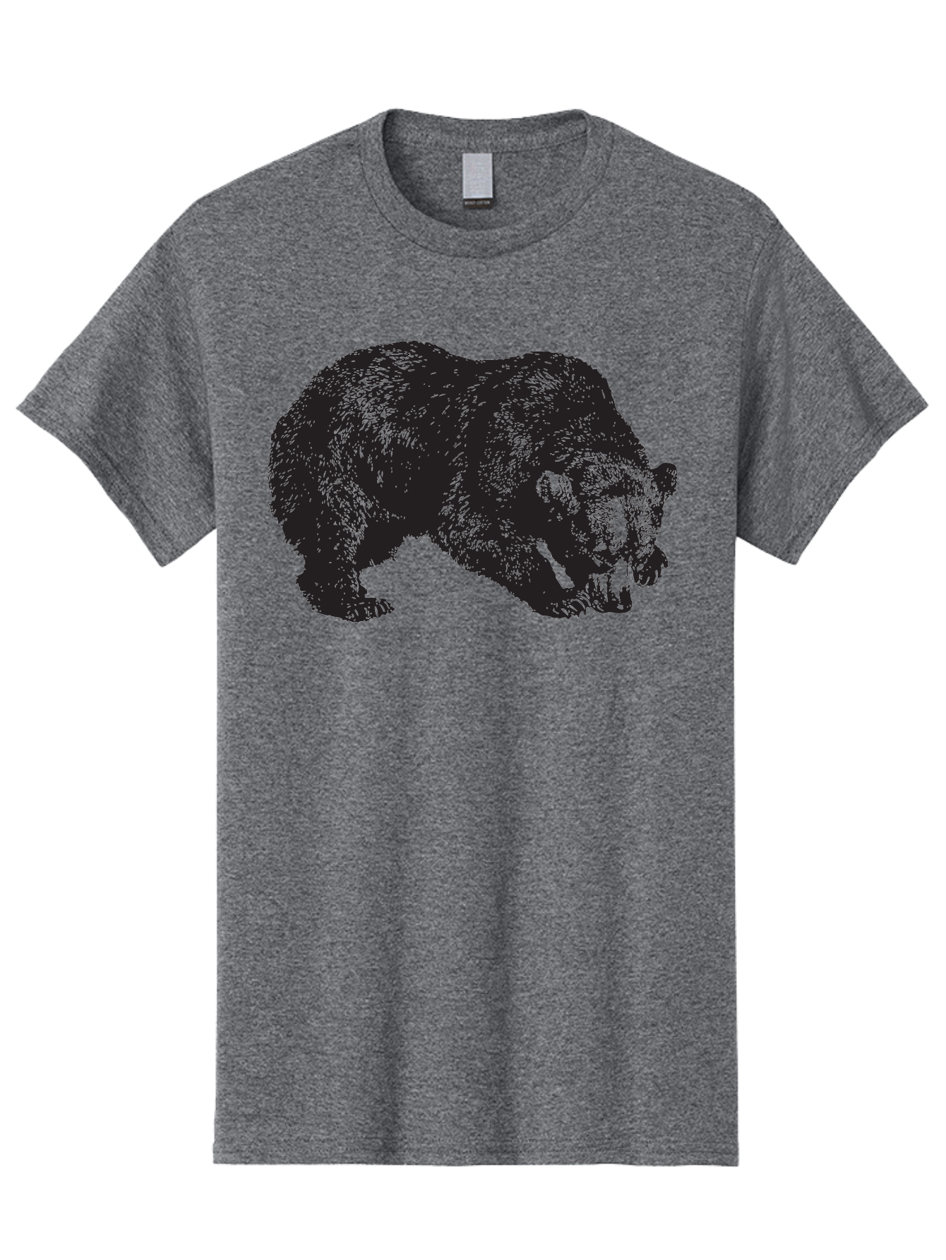 Black-Bear Men'S Graphic Tee, 100% Cotton, Comfortable Casual Summer Wear, Machine Washable, Bear Silhouette, Wildlife Illustration, Animal Artwork, Forest Creature, Majestic Animal, Wild Bear Aad854
