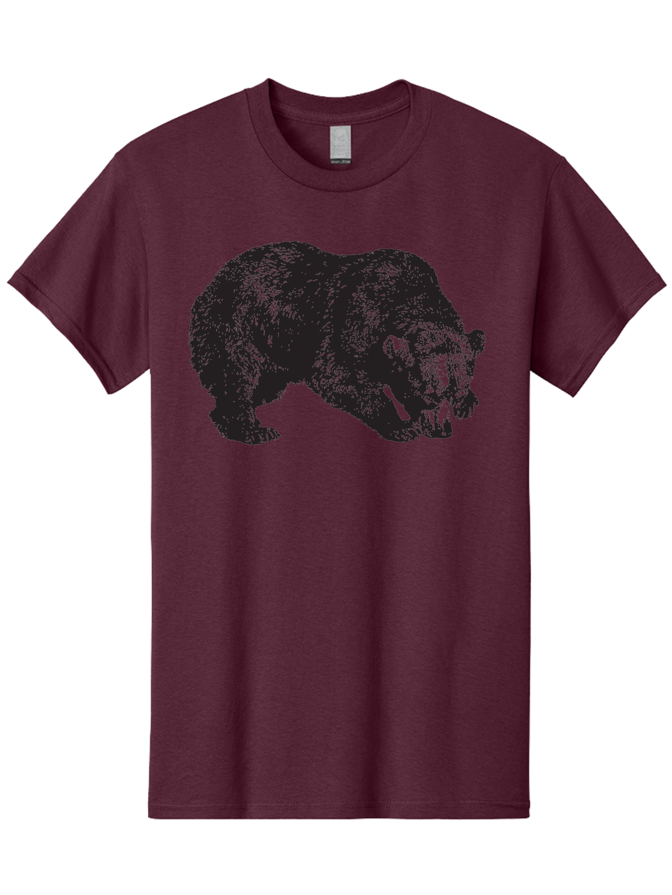 Black-Bear Men'S Graphic Tee, 100% Cotton, Comfortable Casual Summer Wear, Machine Washable, Bear Silhouette, Wildlife Illustration, Animal Artwork, Forest Creature, Majestic Animal, Wild Bear Aad854