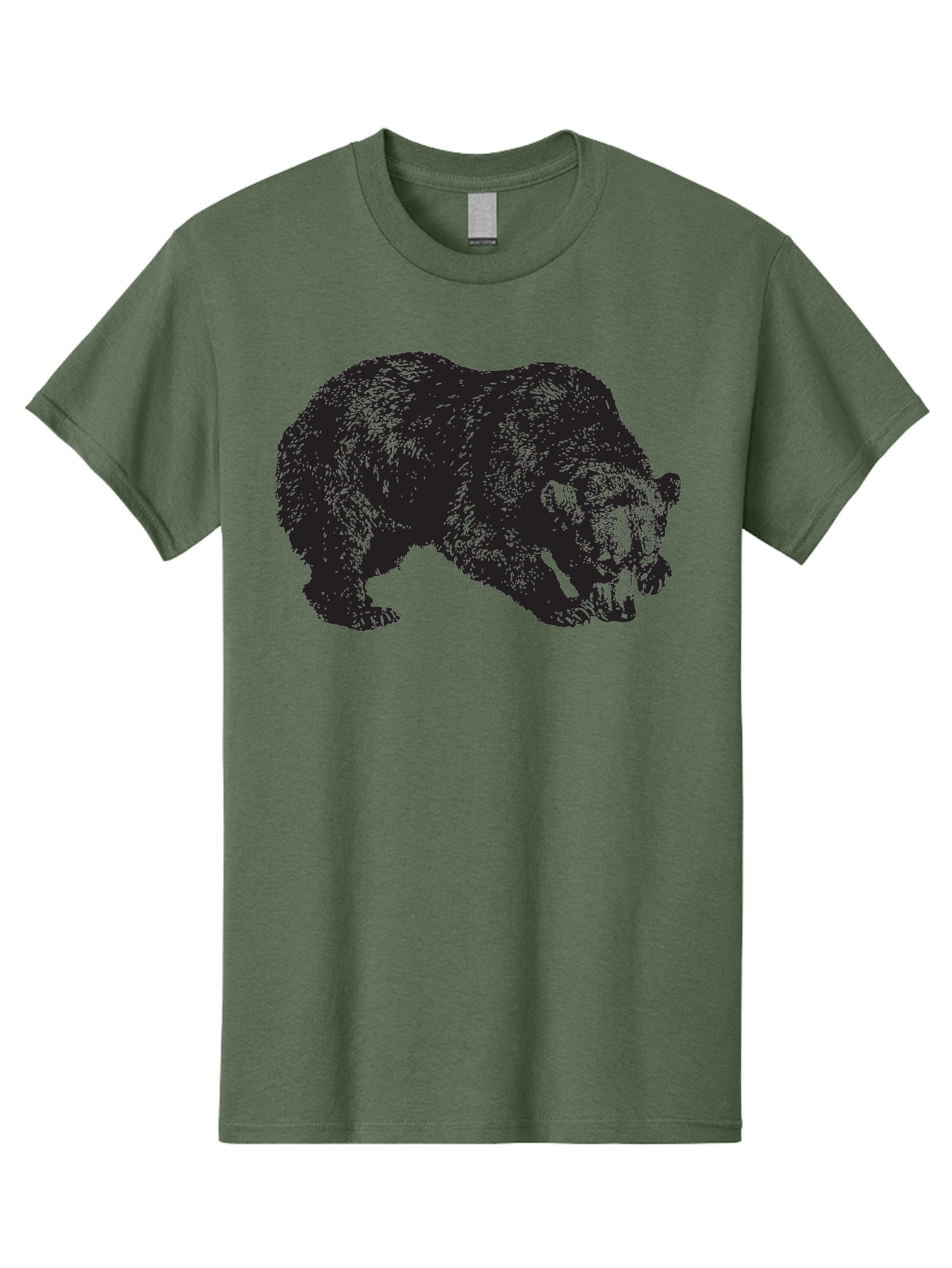 Black-Bear Men'S Graphic Tee, 100% Cotton, Comfortable Casual Summer Wear, Machine Washable, Bear Silhouette, Wildlife Illustration, Animal Artwork, Forest Creature, Majestic Animal, Wild Bear Aad854