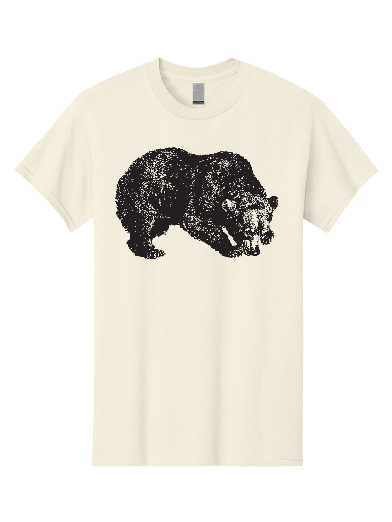 Black-Bear Men'S Graphic Tee, 100% Cotton, Comfortable Casual Summer Wear, Machine Washable, Bear Silhouette, Wildlife Illustration, Animal Artwork, Forest Creature, Majestic Animal, Wild Bear Aad854