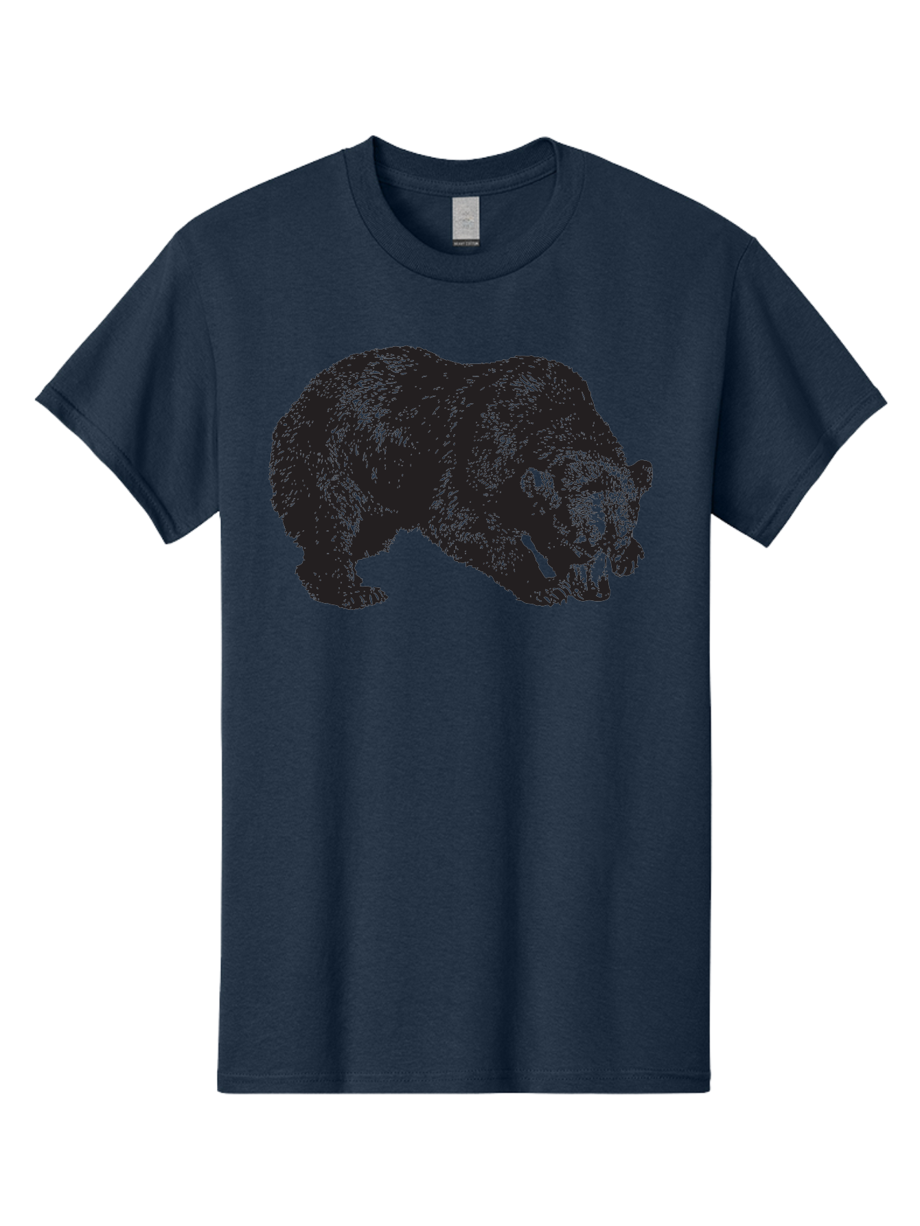 Black-Bear Men'S Graphic Tee, 100% Cotton, Comfortable Casual Summer Wear, Machine Washable, Bear Silhouette, Wildlife Illustration, Animal Artwork, Forest Creature, Majestic Animal, Wild Bear Aad854