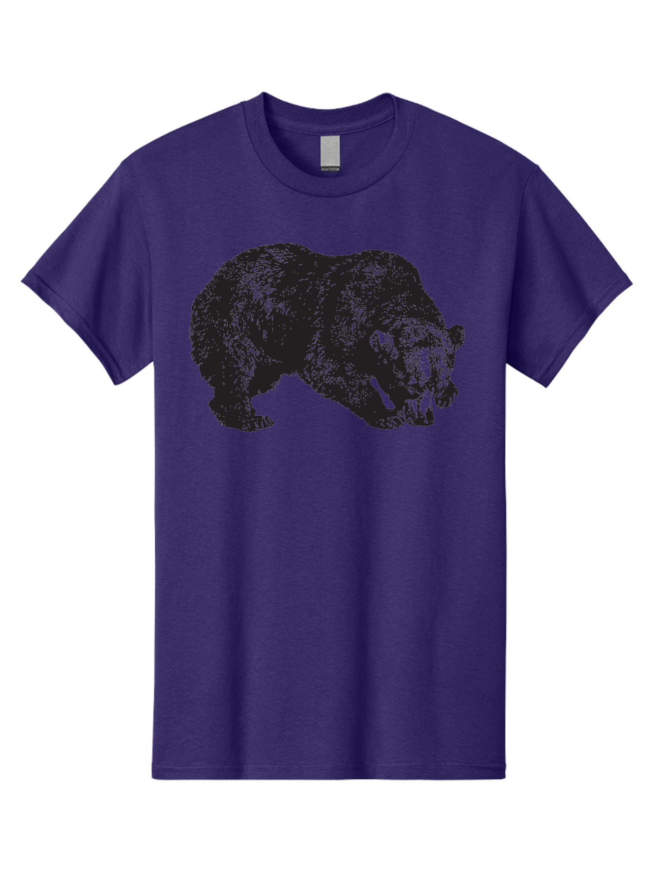 Black-Bear Men'S Graphic Tee, 100% Cotton, Comfortable Casual Summer Wear, Machine Washable, Bear Silhouette, Wildlife Illustration, Animal Artwork, Forest Creature, Majestic Animal, Wild Bear Aad854