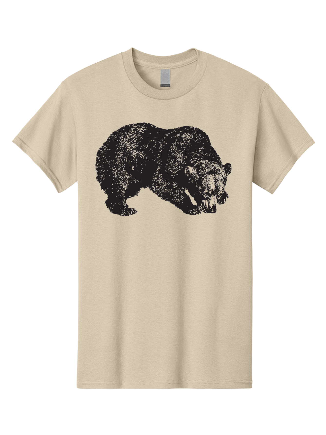 Black-Bear Men'S Graphic Tee, 100% Cotton, Comfortable Casual Summer Wear, Machine Washable, Bear Silhouette, Wildlife Illustration, Animal Artwork, Forest Creature, Majestic Animal, Wild Bear Aad854