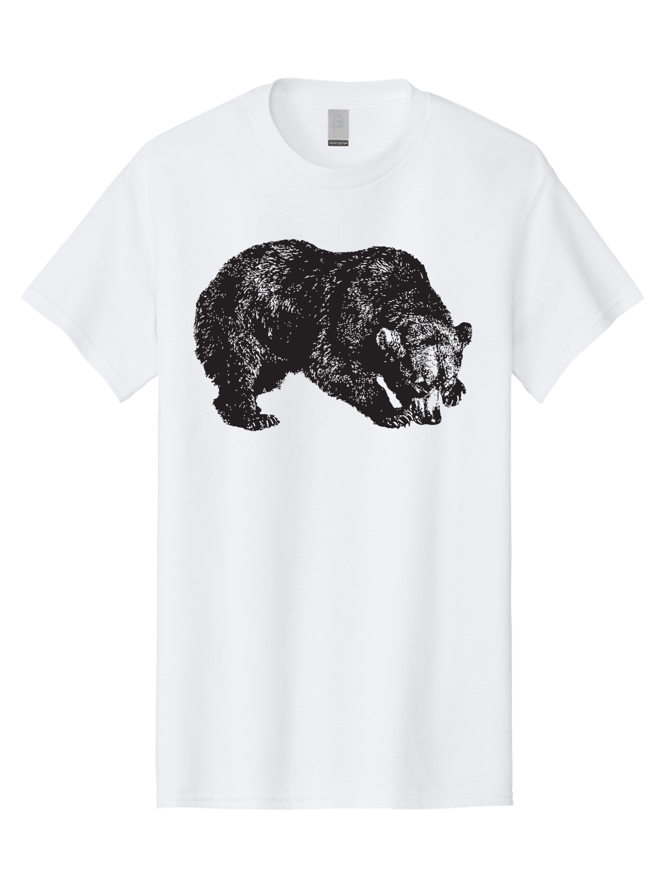 Black-Bear Men'S Graphic Tee, 100% Cotton, Comfortable Casual Summer Wear, Machine Washable, Bear Silhouette, Wildlife Illustration, Animal Artwork, Forest Creature, Majestic Animal, Wild Bear Aad854