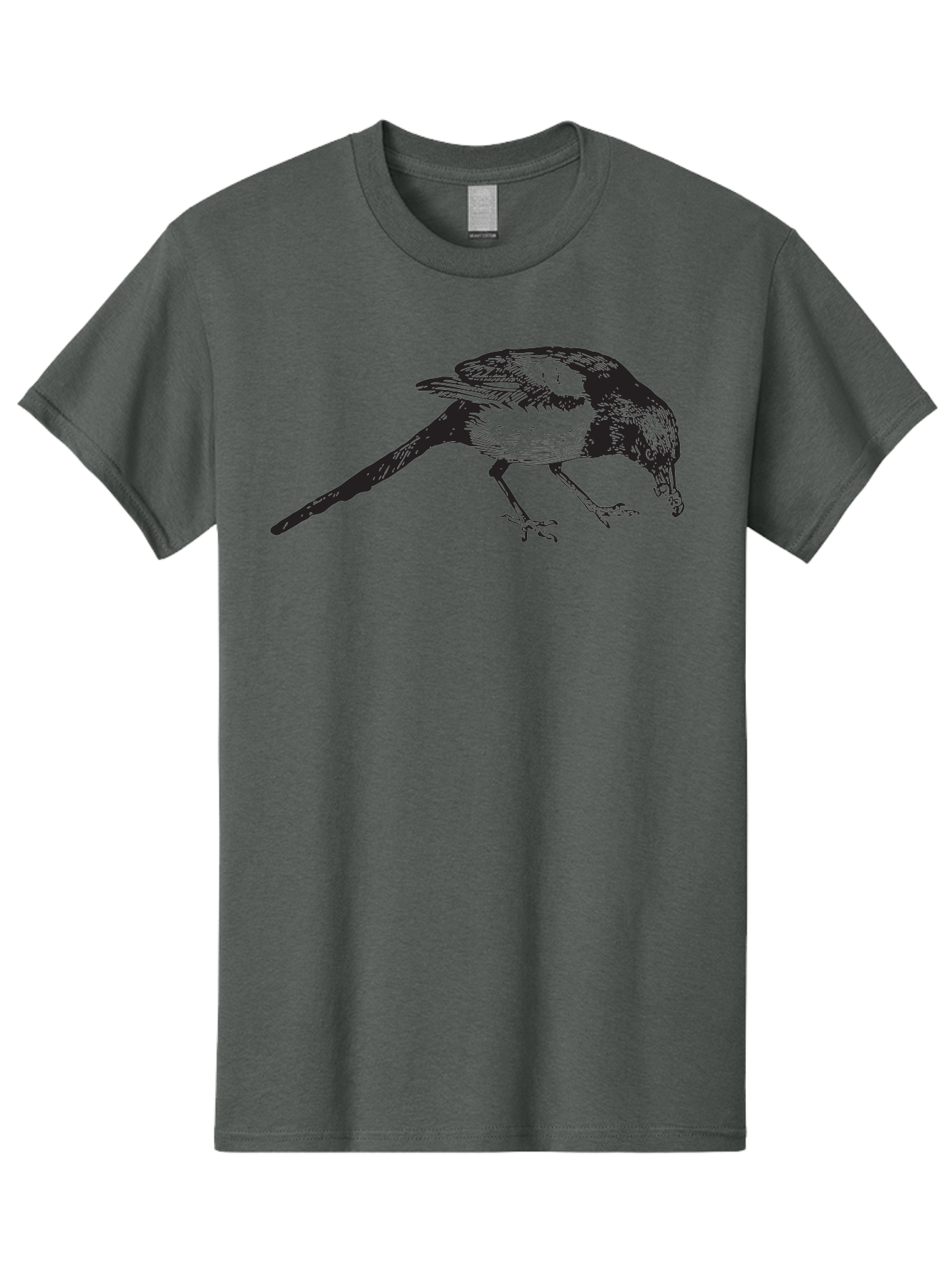 Black-Bird Men'S Graphic Tee, 100% Cotton, Comfortable Casual Summer Wear, Machine Washable, Black And White Bird, Bird In Flight, Wildlife Art, Birdwatching, Nature Lovers, Avian Illustrations, Bird'S Feathers, Detailed Drawing, Aad855