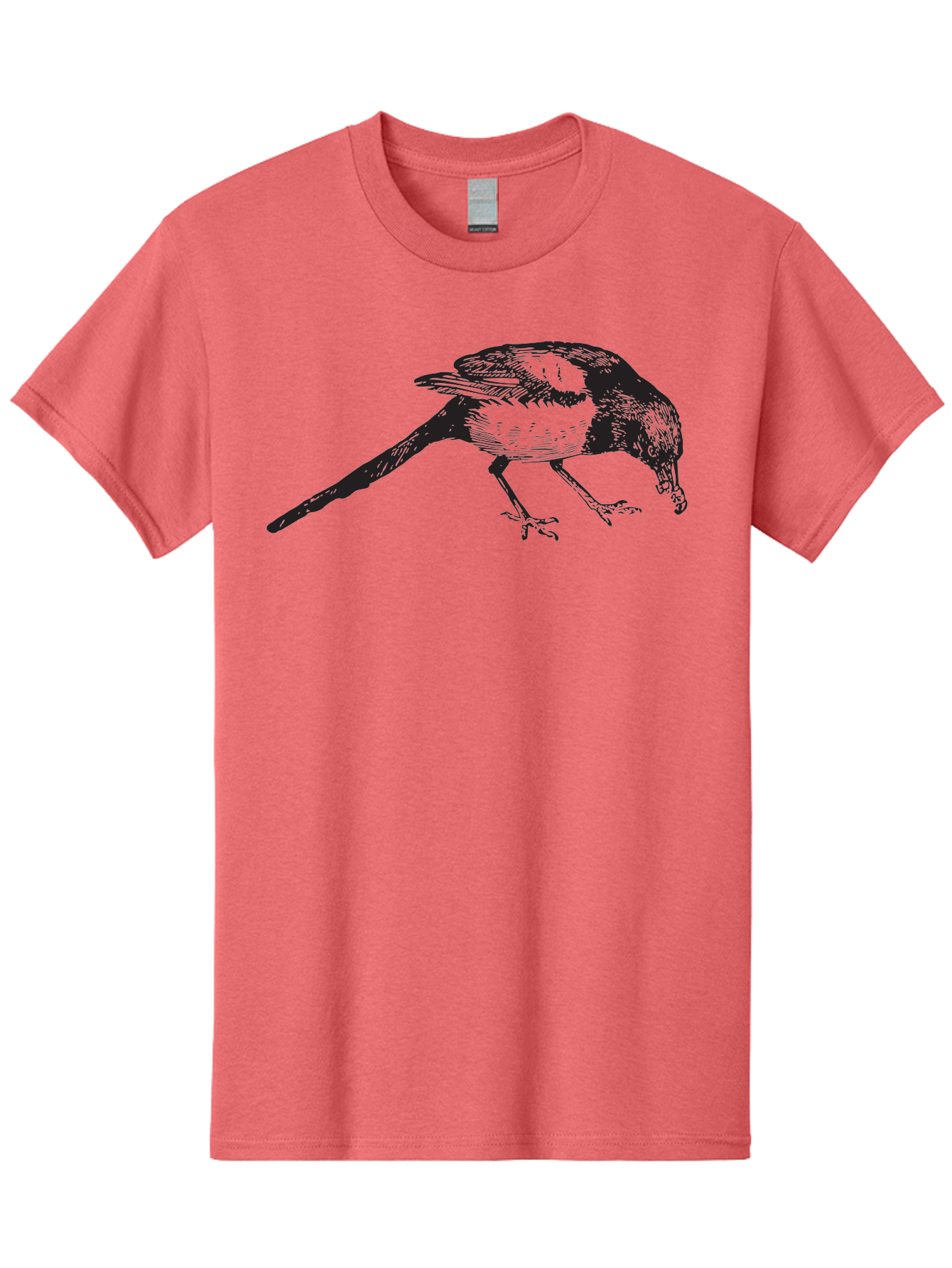 Black-Bird Men'S Graphic Tee, 100% Cotton, Comfortable Casual Summer Wear, Machine Washable, Black And White Bird, Bird In Flight, Wildlife Art, Birdwatching, Nature Lovers, Avian Illustrations, Bird'S Feathers, Detailed Drawing, Aad855