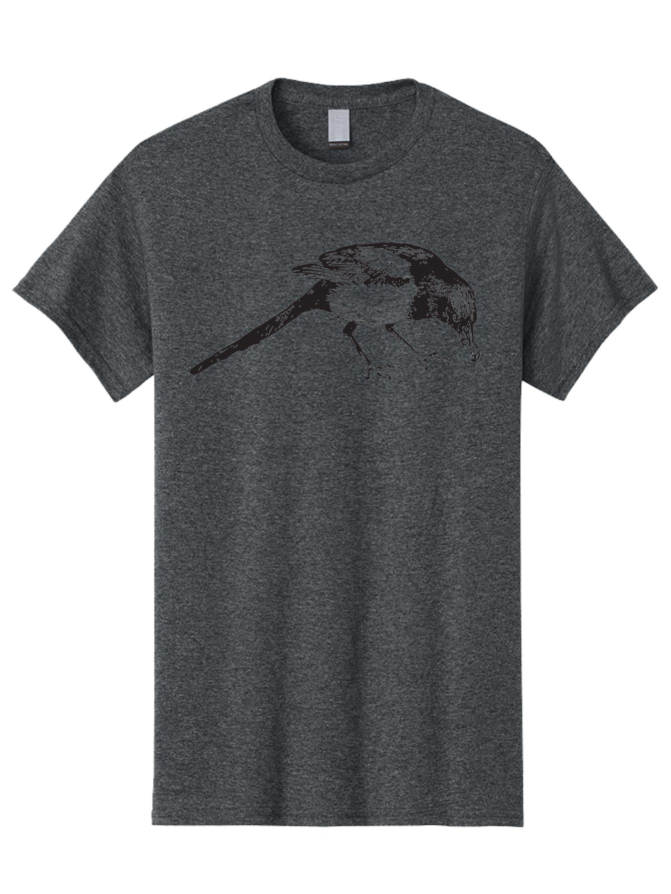 Black-Bird Men'S Graphic Tee, 100% Cotton, Comfortable Casual Summer Wear, Machine Washable, Black And White Bird, Bird In Flight, Wildlife Art, Birdwatching, Nature Lovers, Avian Illustrations, Bird'S Feathers, Detailed Drawing, Aad855