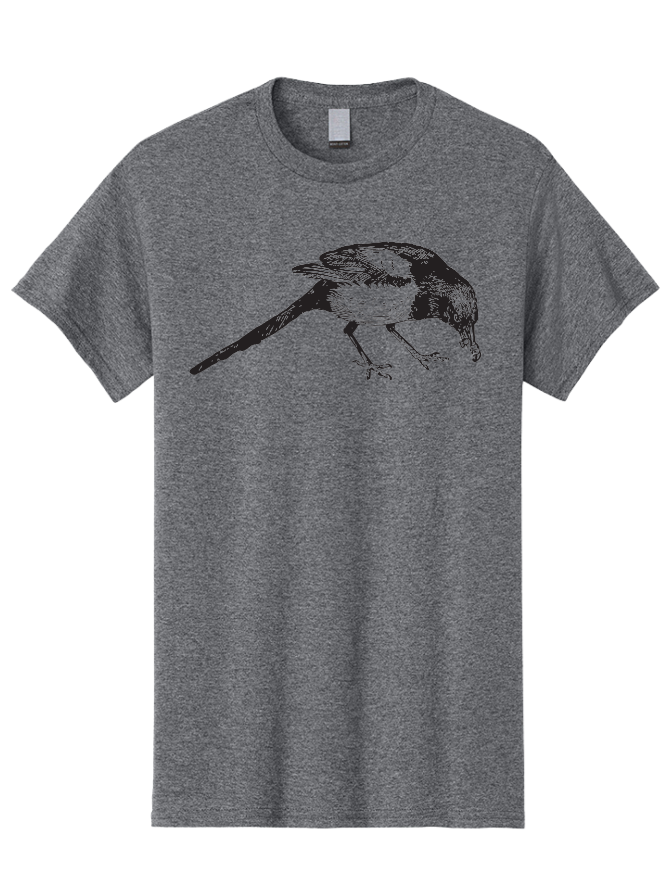 Black-Bird Men'S Graphic Tee, 100% Cotton, Comfortable Casual Summer Wear, Machine Washable, Black And White Bird, Bird In Flight, Wildlife Art, Birdwatching, Nature Lovers, Avian Illustrations, Bird'S Feathers, Detailed Drawing, Aad855