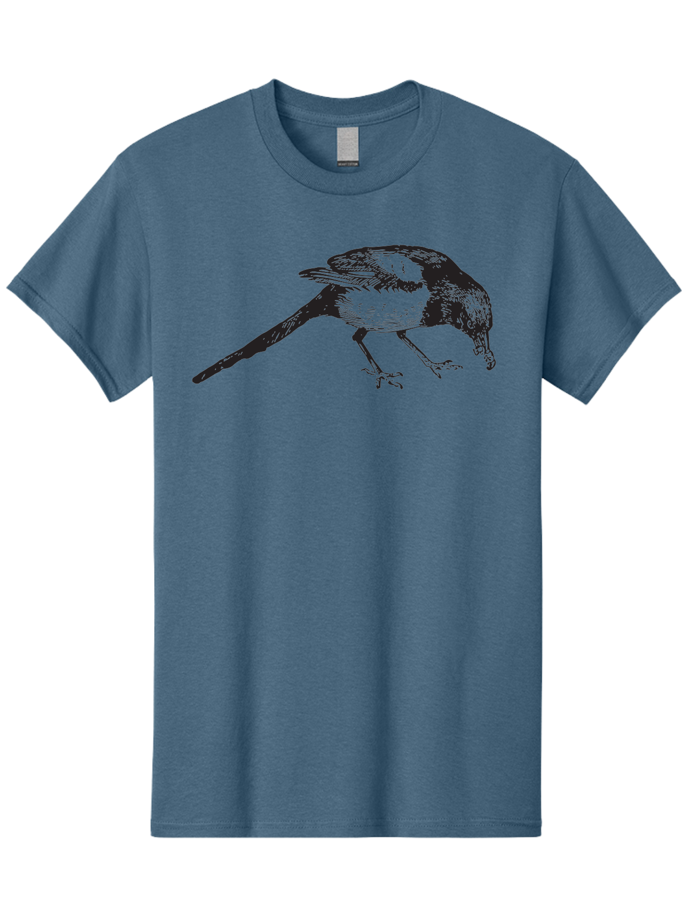 Black-Bird Men'S Graphic Tee, 100% Cotton, Comfortable Casual Summer Wear, Machine Washable, Black And White Bird, Bird In Flight, Wildlife Art, Birdwatching, Nature Lovers, Avian Illustrations, Bird'S Feathers, Detailed Drawing, Aad855