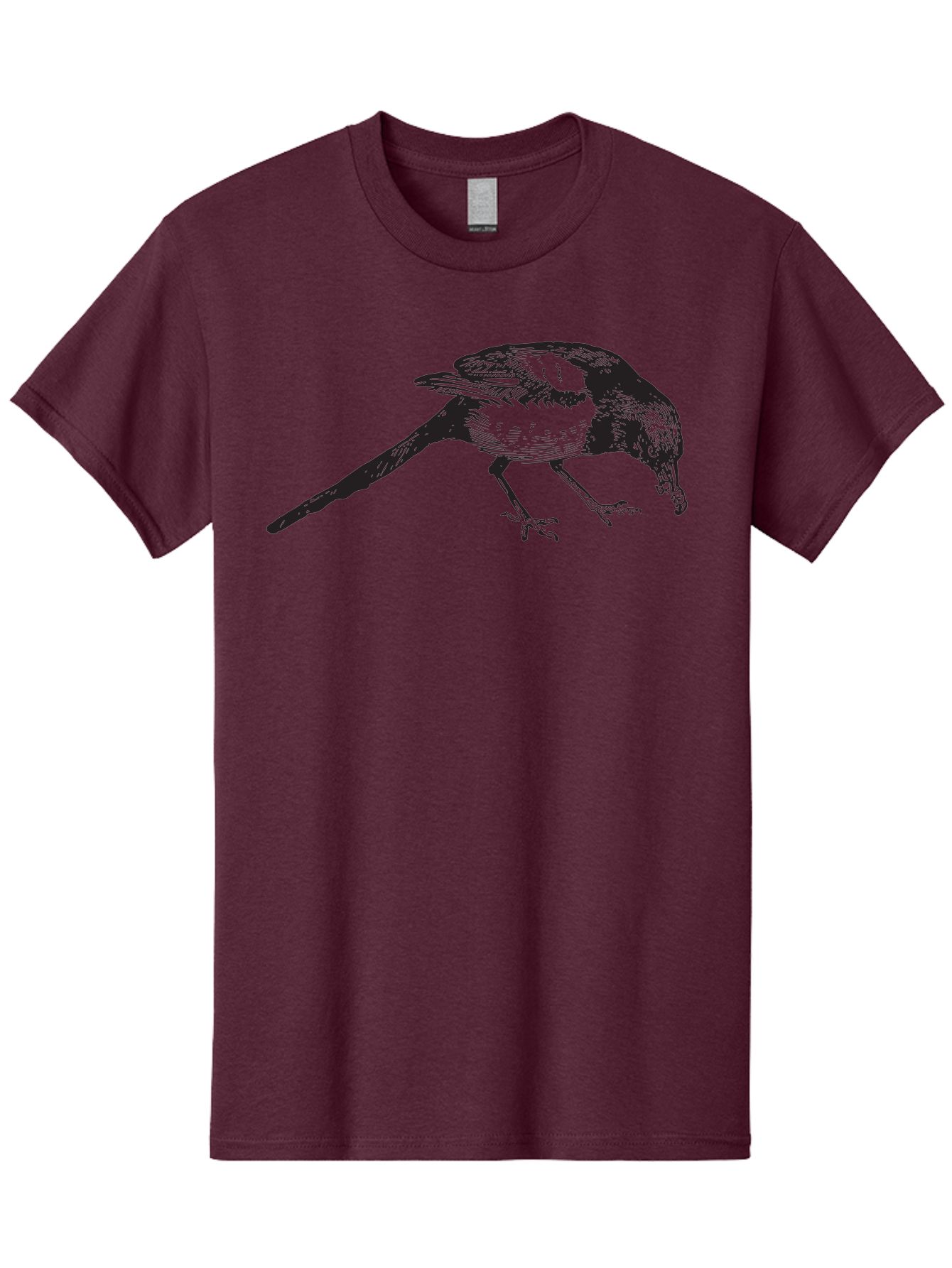Black-Bird Men'S Graphic Tee, 100% Cotton, Comfortable Casual Summer Wear, Machine Washable, Black And White Bird, Bird In Flight, Wildlife Art, Birdwatching, Nature Lovers, Avian Illustrations, Bird'S Feathers, Detailed Drawing, Aad855