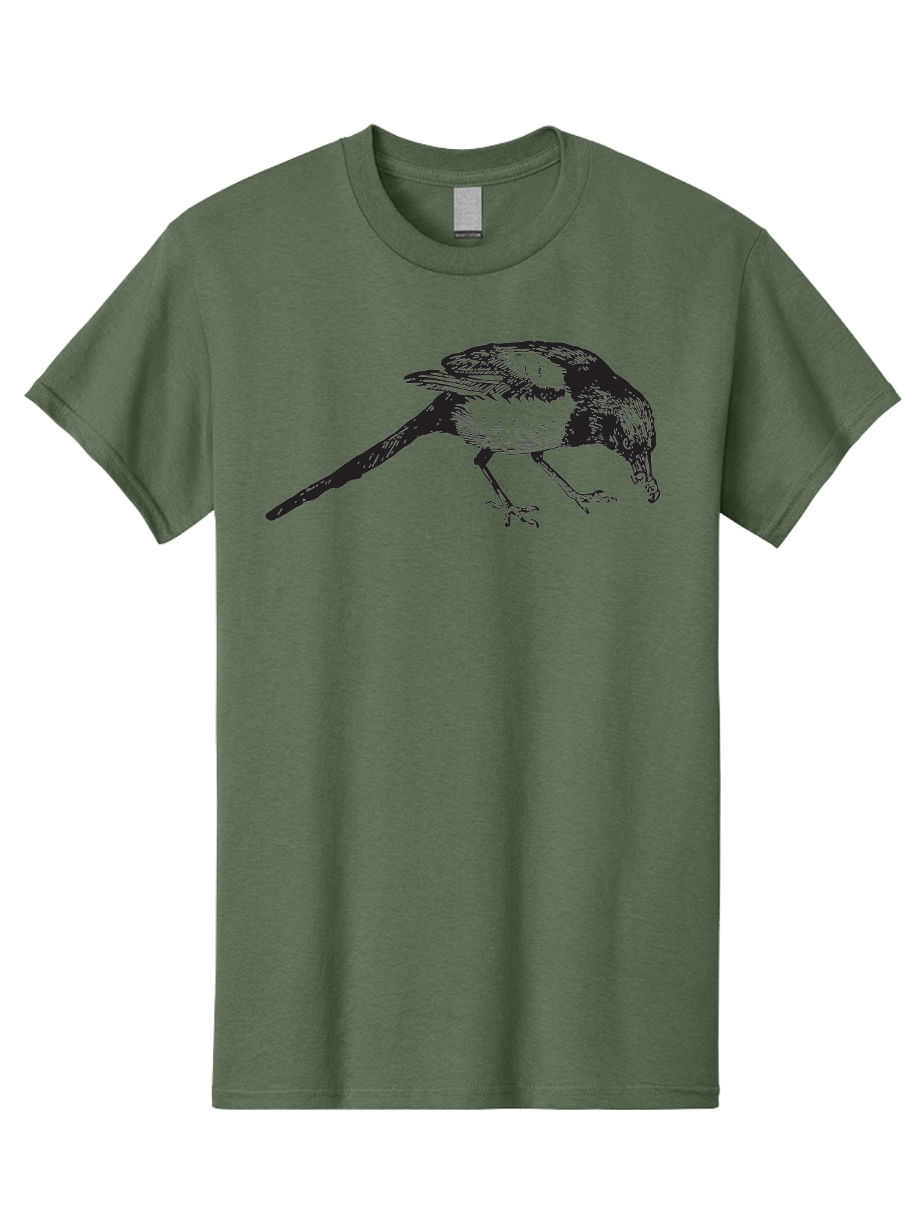 Black-Bird Men'S Graphic Tee, 100% Cotton, Comfortable Casual Summer Wear, Machine Washable, Black And White Bird, Bird In Flight, Wildlife Art, Birdwatching, Nature Lovers, Avian Illustrations, Bird'S Feathers, Detailed Drawing, Aad855
