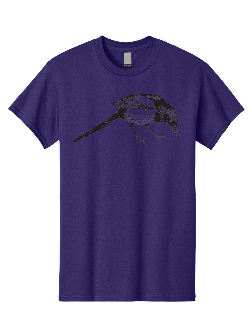 Black-Bird Men'S Graphic Tee, 100% Cotton, Comfortable Casual Summer Wear, Machine Washable, Black And White Bird, Bird In Flight, Wildlife Art, Birdwatching, Nature Lovers, Avian Illustrations, Bird'S Feathers, Detailed Drawing, Aad855