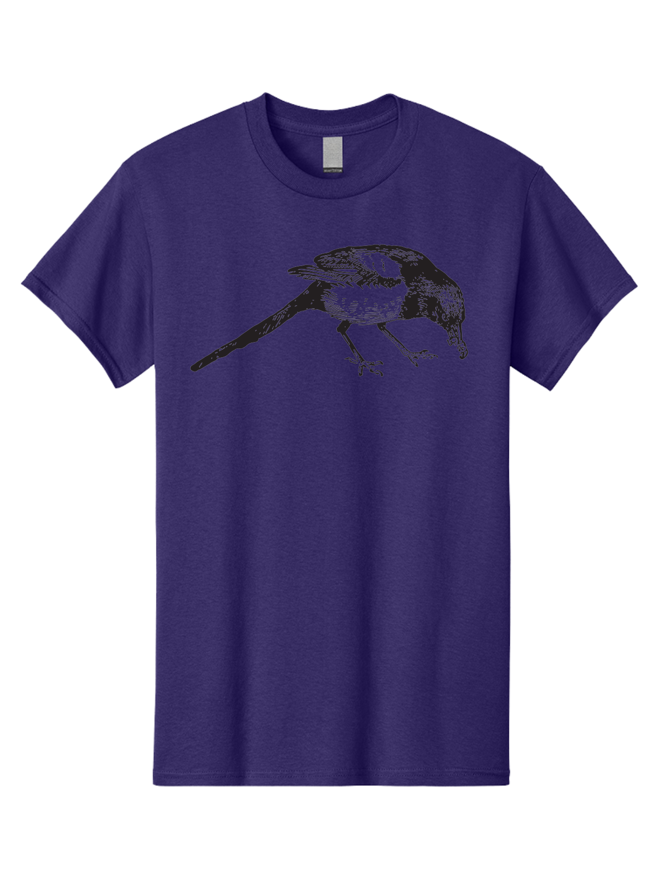 Black-Bird Men'S Graphic Tee, 100% Cotton, Comfortable Casual Summer Wear, Machine Washable, Black And White Bird, Bird In Flight, Wildlife Art, Birdwatching, Nature Lovers, Avian Illustrations, Bird'S Feathers, Detailed Drawing, Aad855