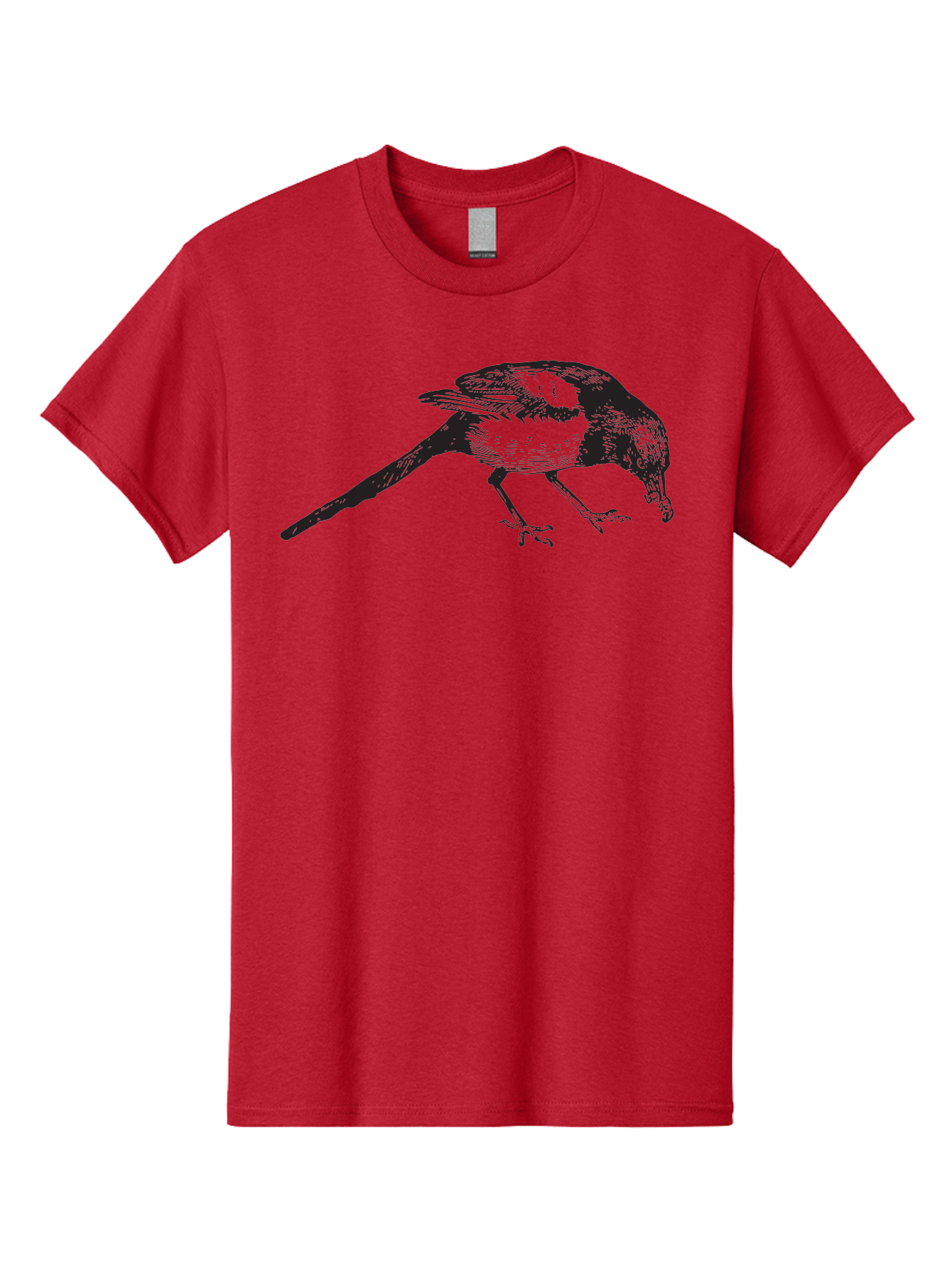 Black-Bird Men'S Graphic Tee, 100% Cotton, Comfortable Casual Summer Wear, Machine Washable, Black And White Bird, Bird In Flight, Wildlife Art, Birdwatching, Nature Lovers, Avian Illustrations, Bird'S Feathers, Detailed Drawing, Aad855