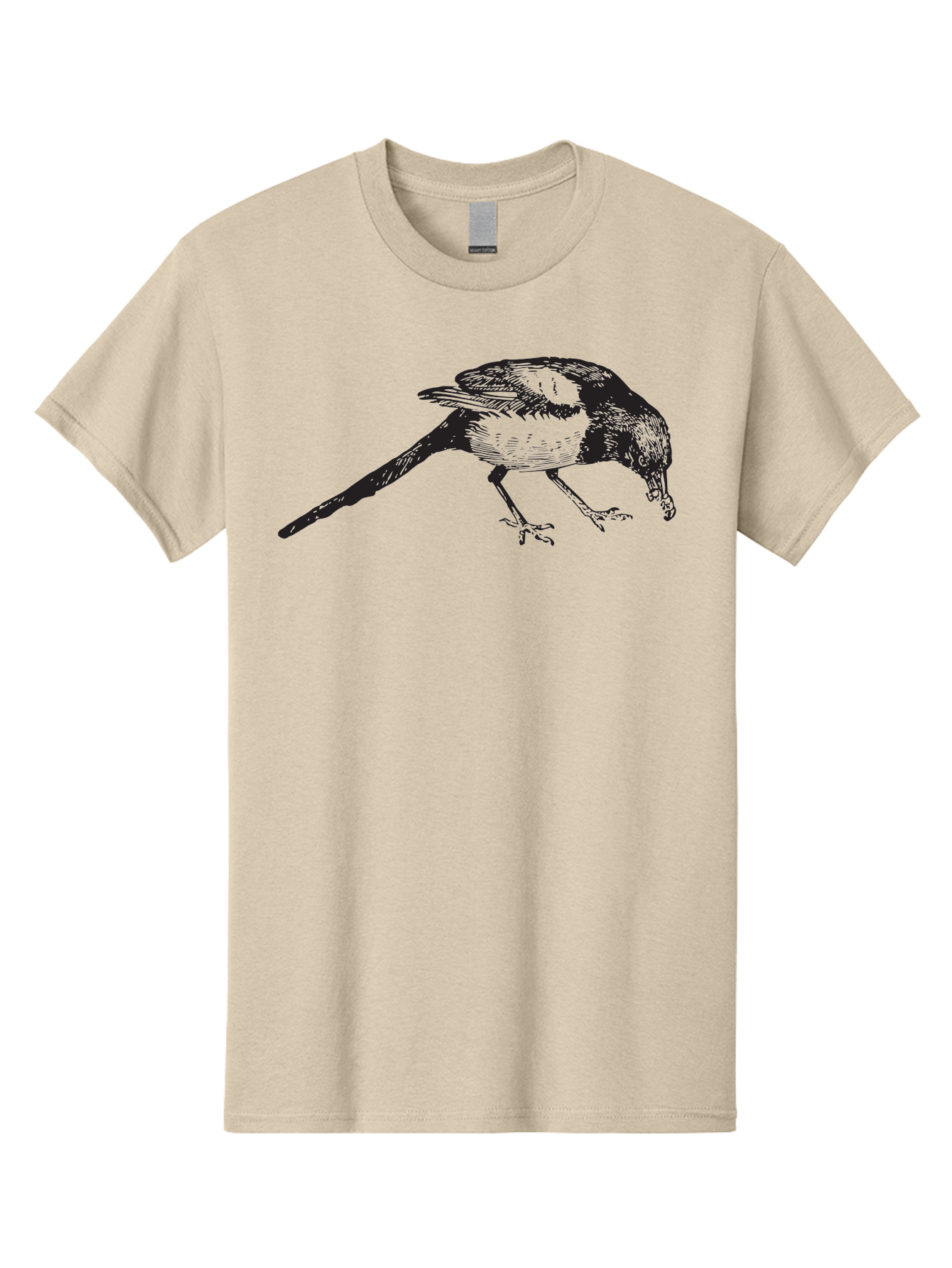Black-Bird Men'S Graphic Tee, 100% Cotton, Comfortable Casual Summer Wear, Machine Washable, Black And White Bird, Bird In Flight, Wildlife Art, Birdwatching, Nature Lovers, Avian Illustrations, Bird'S Feathers, Detailed Drawing, Aad855